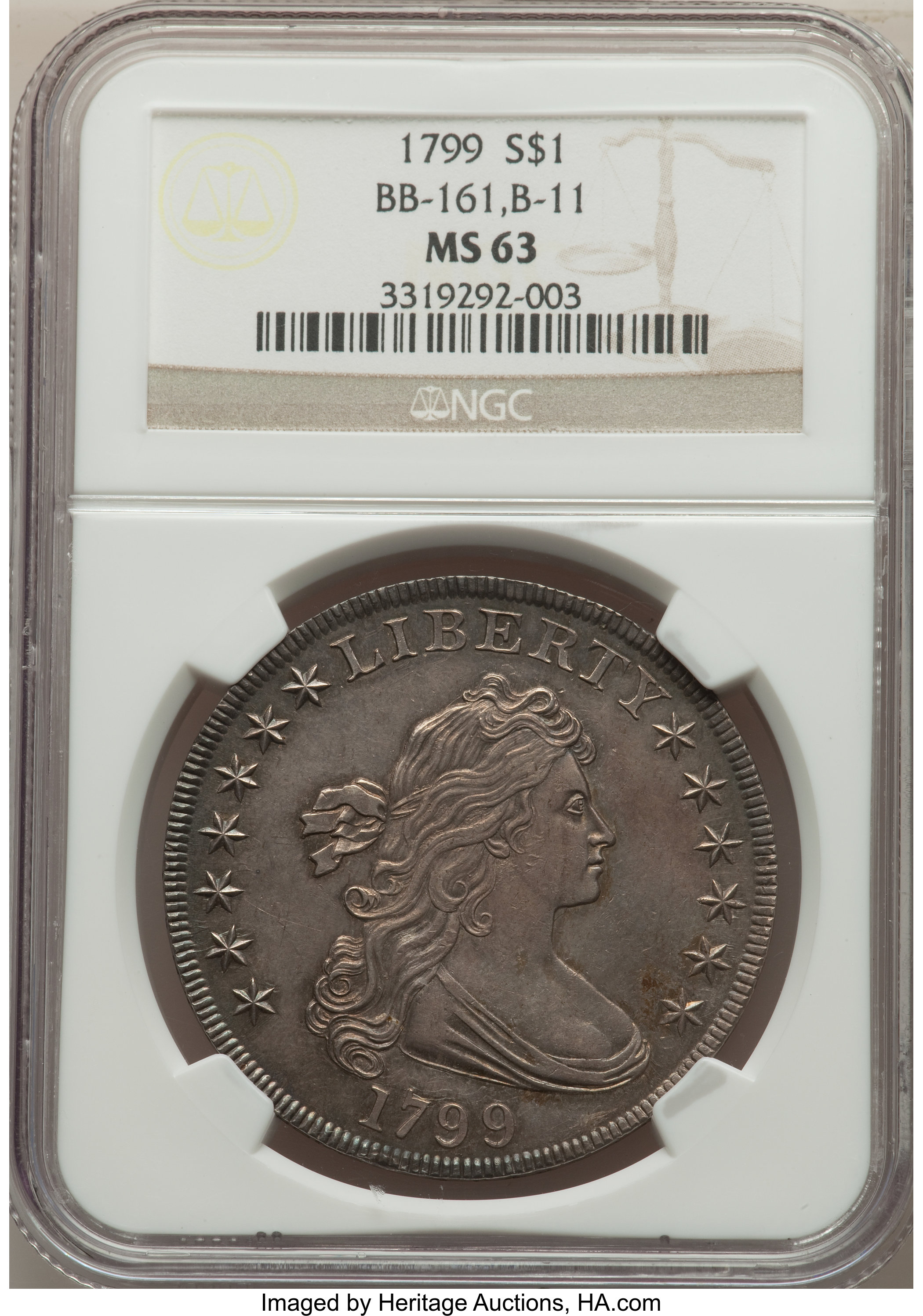 1799 $1  7x6 Stars, B-11, BB-161 MS61 thumbnail 6