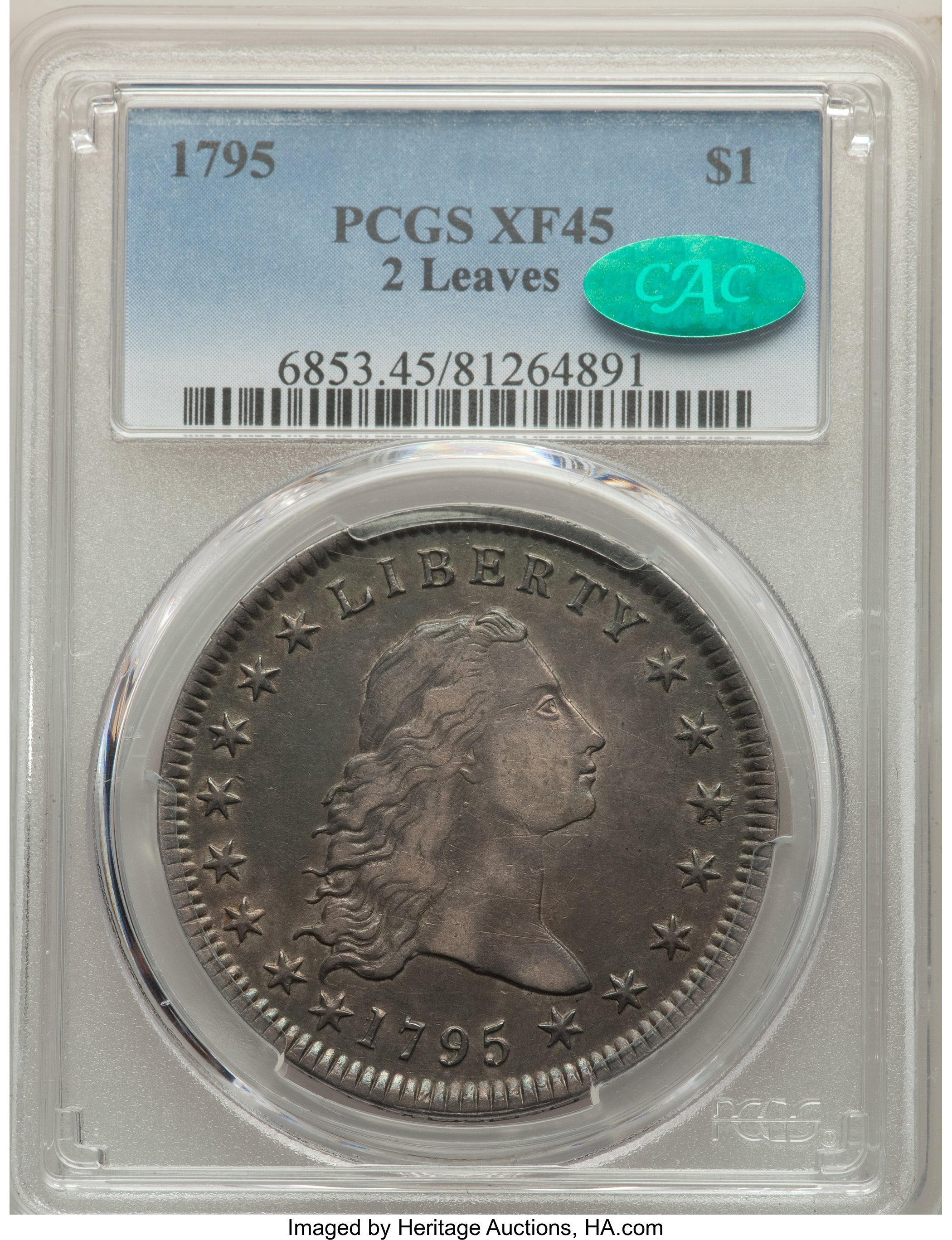 1795 $1  Flowing Hair, 2 Leaves, B-4, BB-14 MS64 thumbnail 21