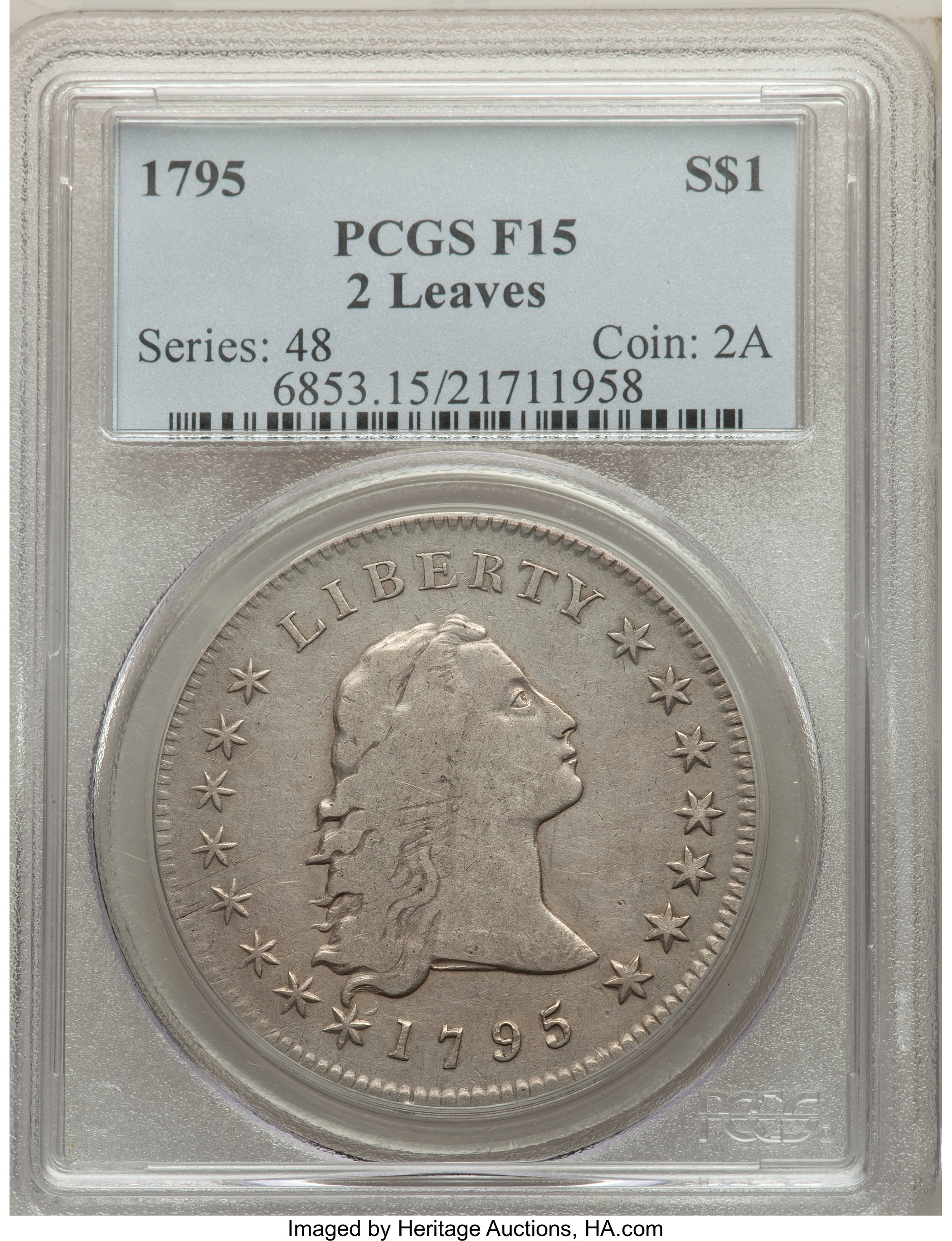 1795 $1  Flowing Hair, 2 Leaves, B-2, BB-20 P1 thumbnail 23