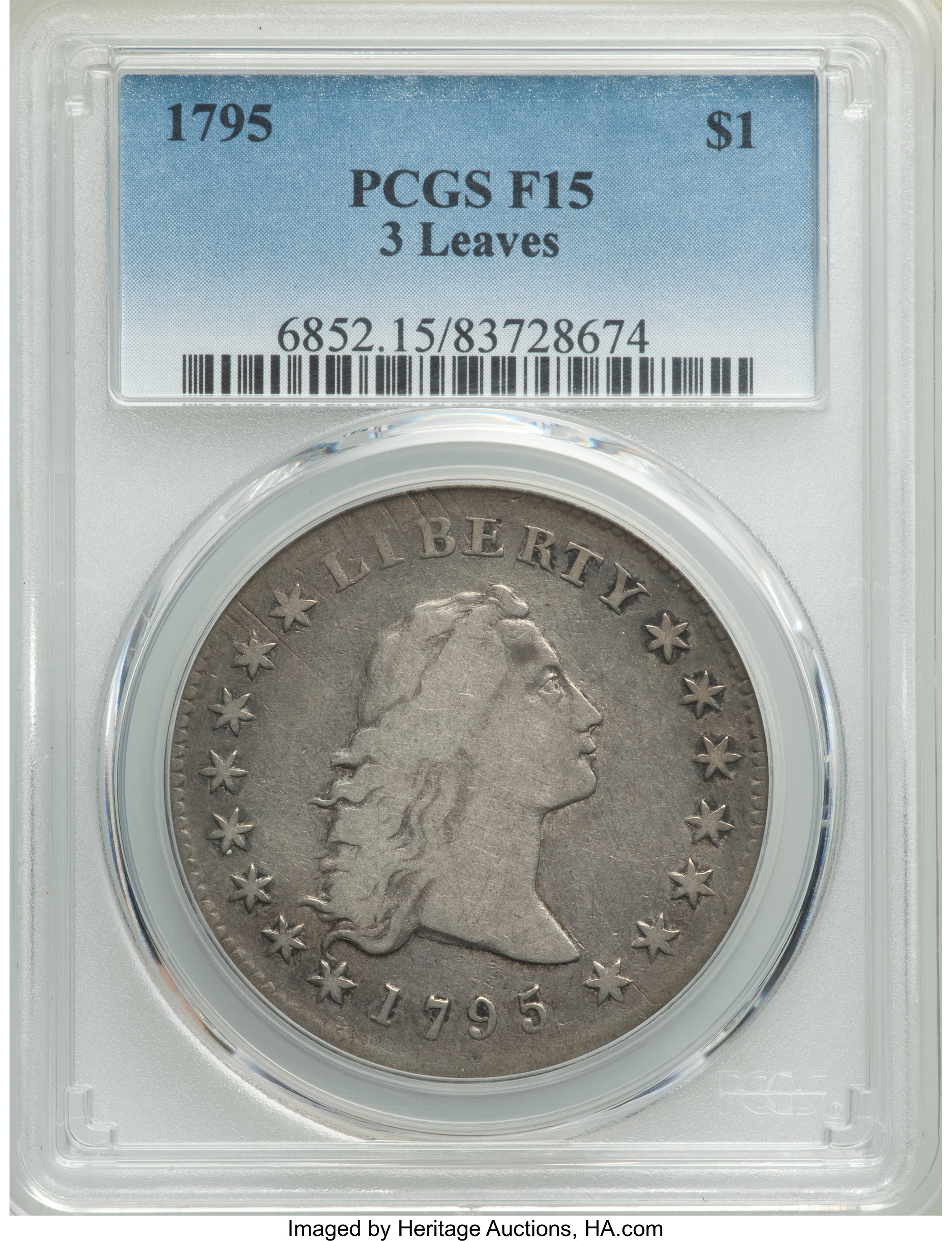 1795 $1  Flowing Hair, 3 Leaves, B-6, BB-25 P1 thumbnail 24