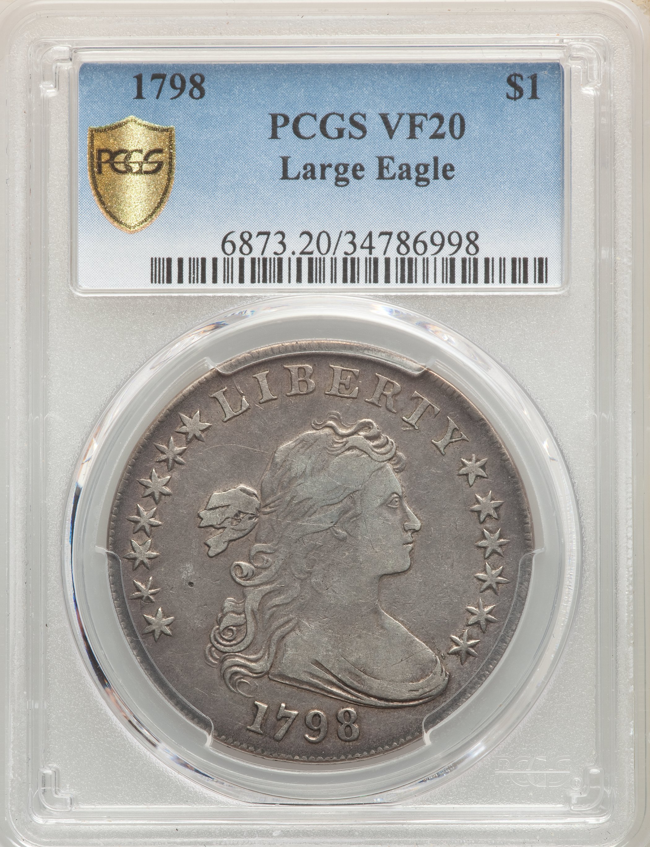 1798 $1  Large Eagle, Pointed 9, 5 Berries, B-10, BB-109 AG3 CAC thumbnail 4