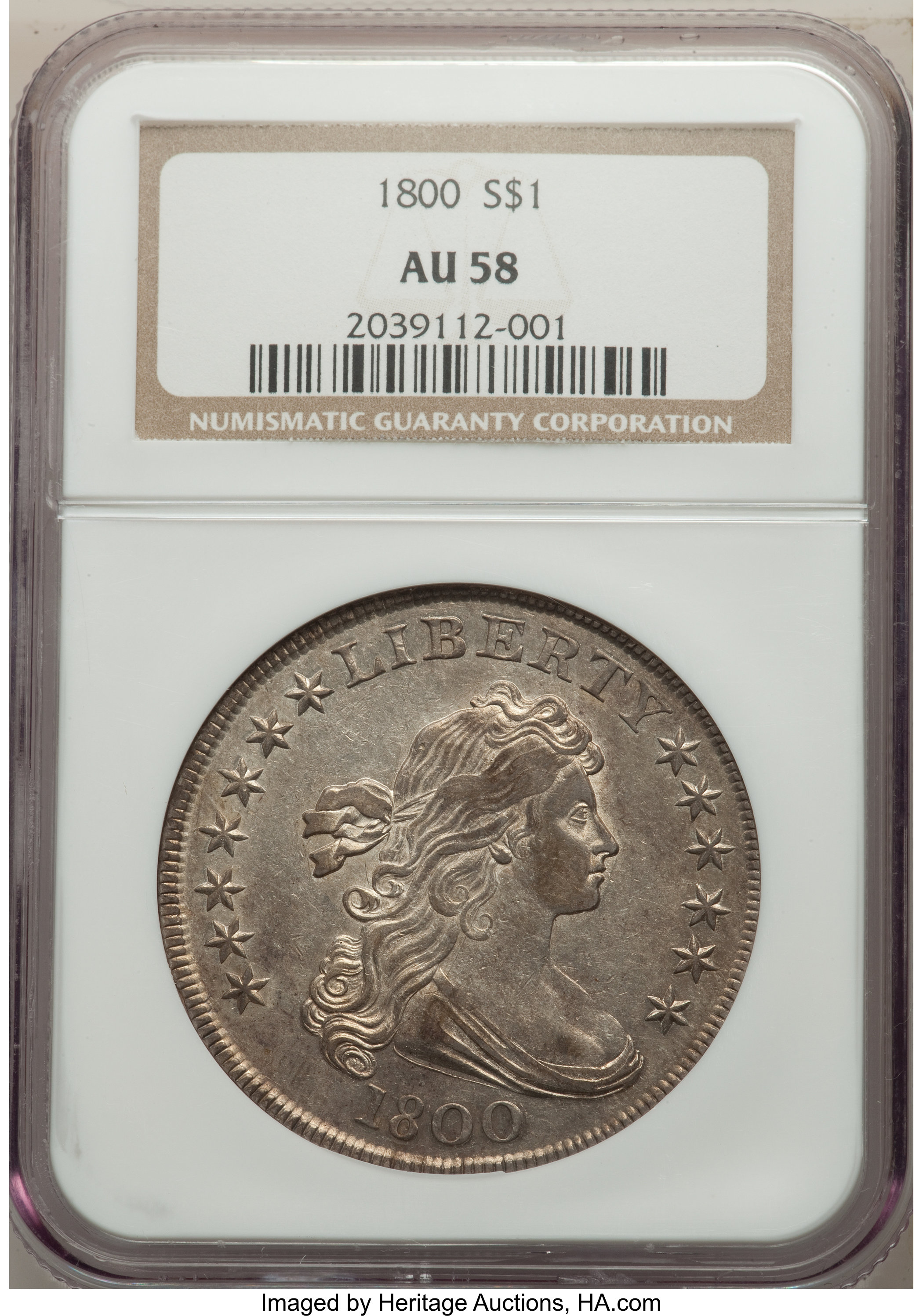 1800 $1  B-5, BB-189 AU58 CAC thumbnail 7