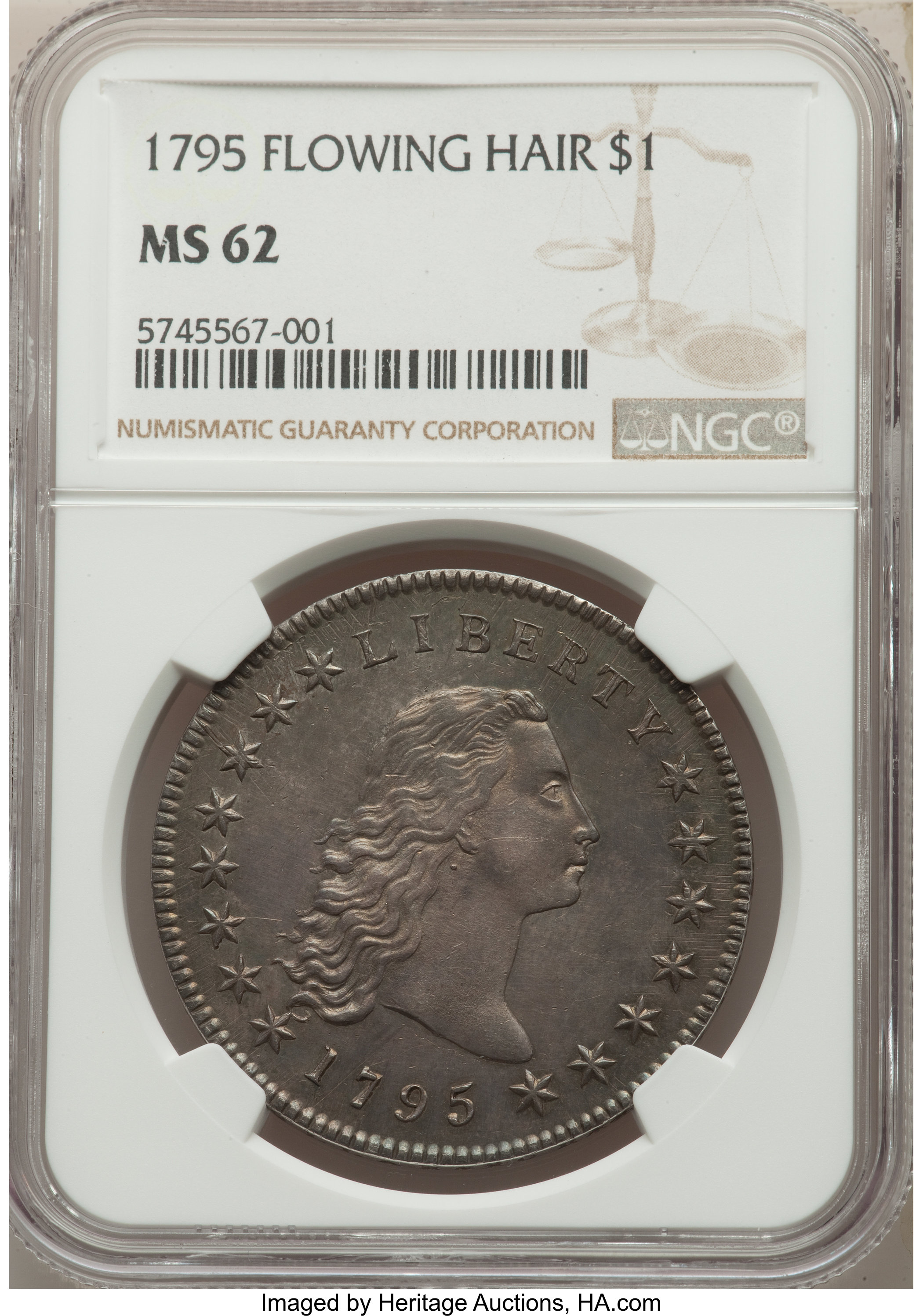 1795 $1  Flowing Hair, 3 Leaves, B-7, BB-18 MS63 CAC thumbnail 7