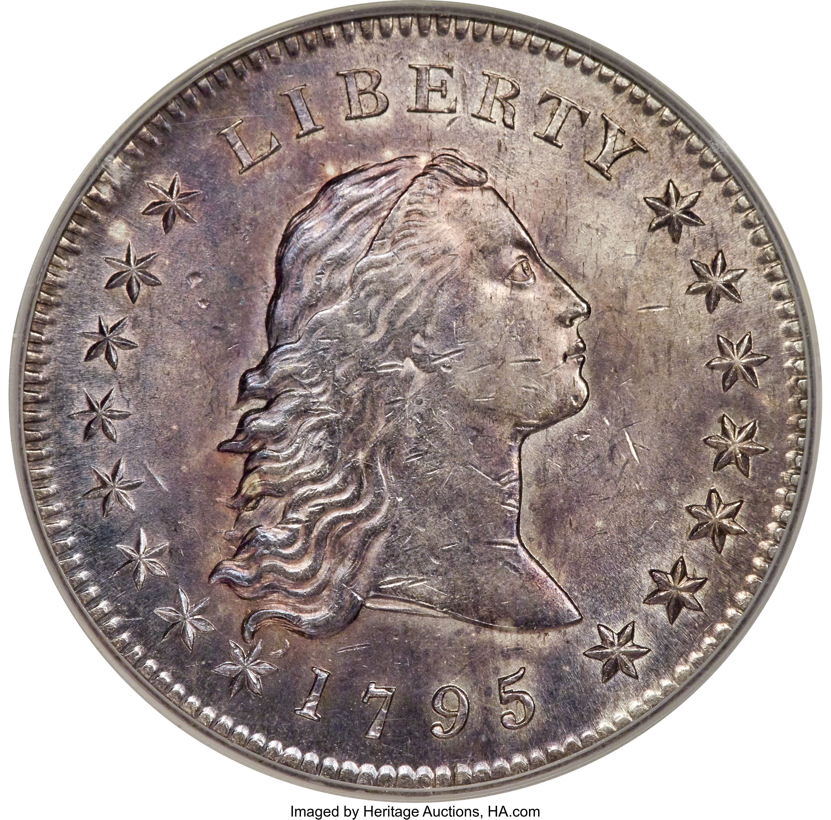 1795 $1 Flowing Hair, Two Leaves, B-2, BB-20, R.3, MS62 PCGS. ...