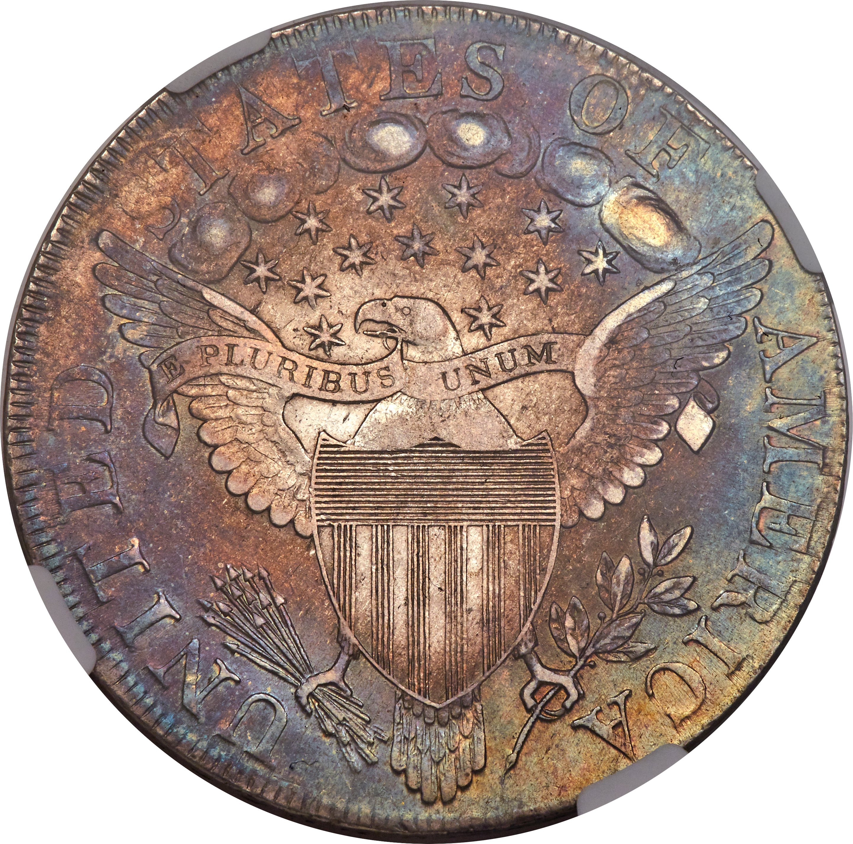 1798 $1  Large Eagle, Pointed 9, Close Date, B-27, BB-113 AU58 thumbnail 4