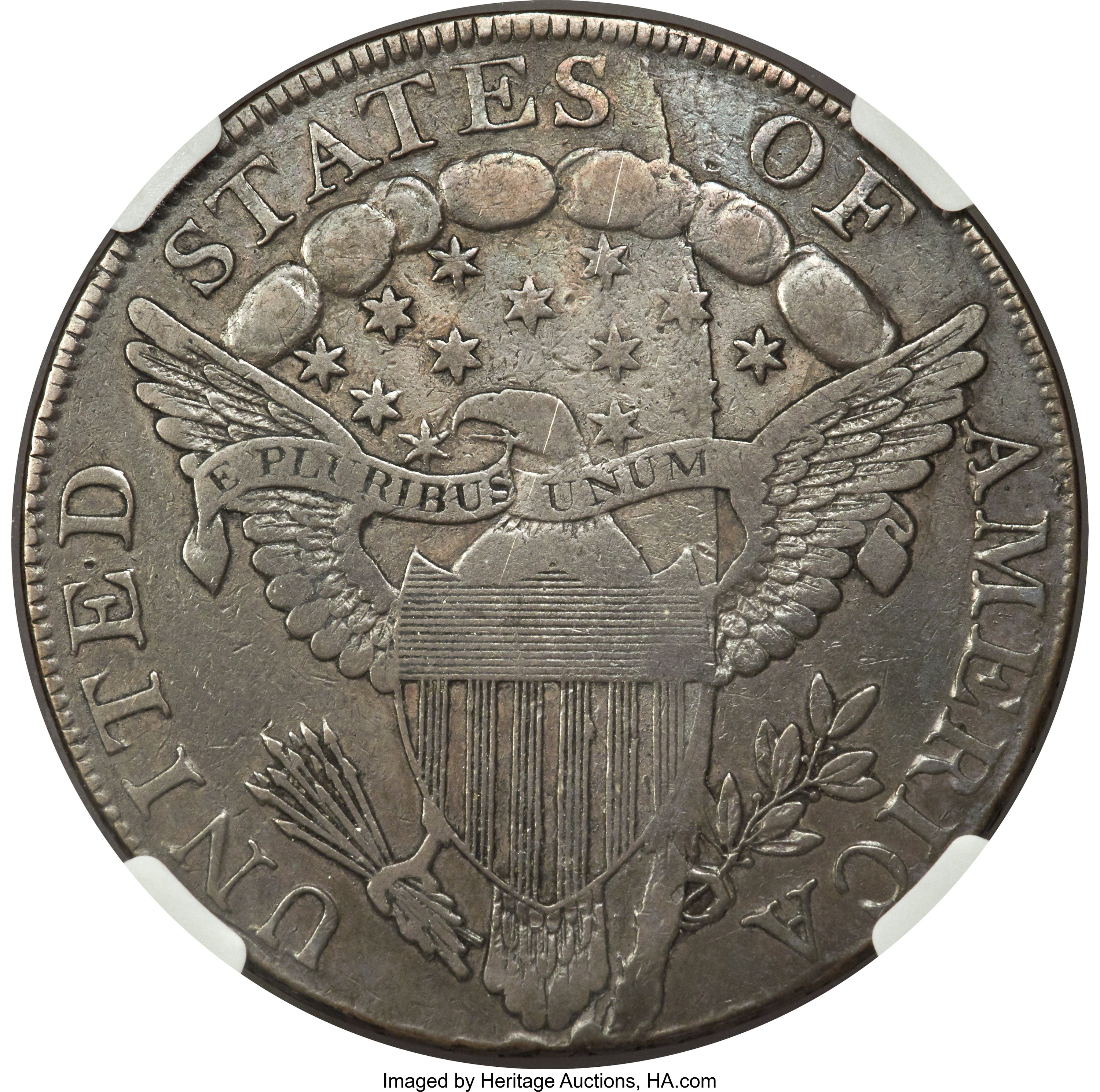 1798 $1  Large Eagle, Knob 9, 10 Arrows, 4 Vertical Lines, B-5, BB-93 MS thumbnail 5