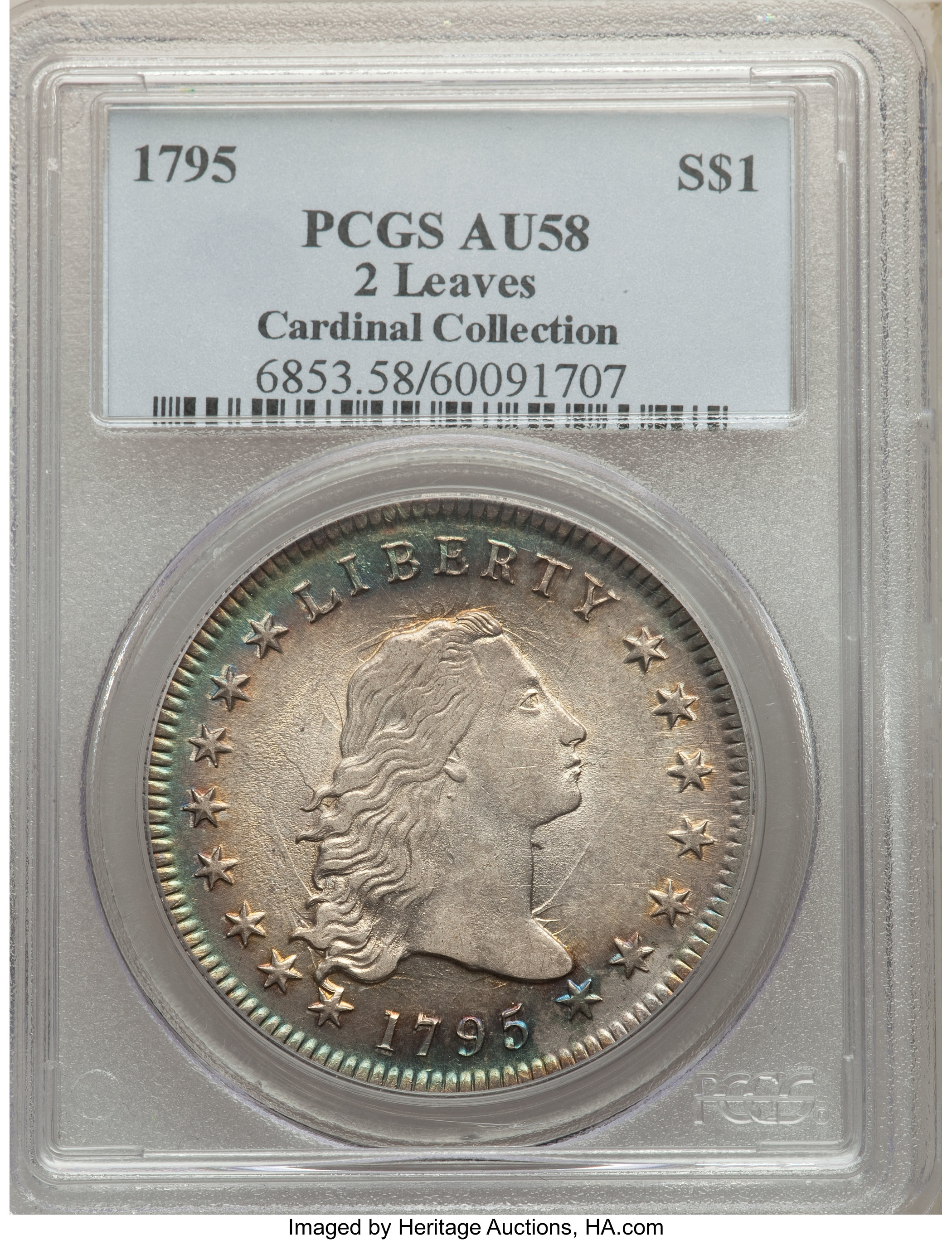 1795 $1  Flowing Hair, 2 Leaves, B-9, BB-13 MS66 thumbnail 9