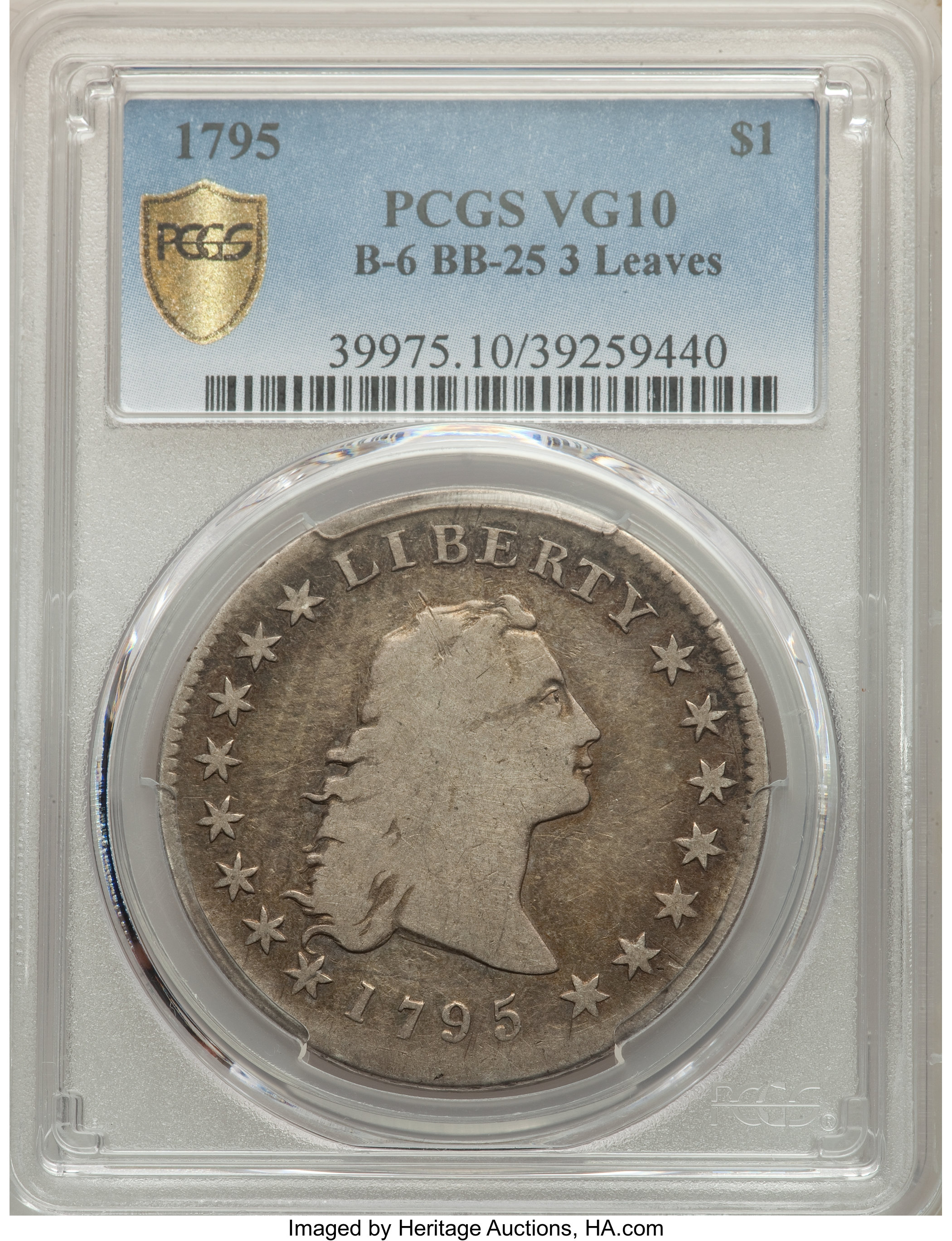 1795 $1  Flowing Hair, 3 Leaves, B-6, BB-25 P1 thumbnail 10