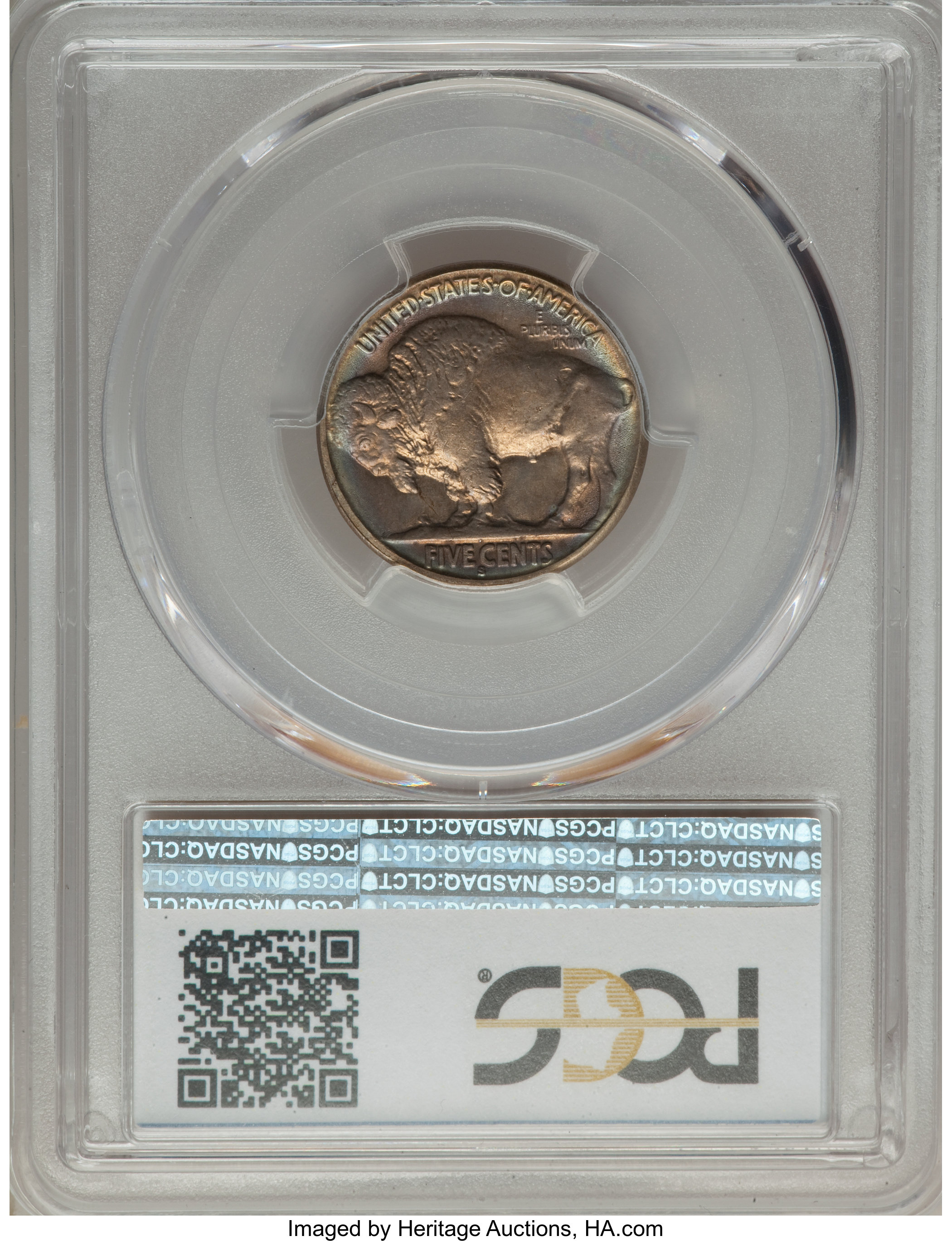1917-S 5c 2 Feathers, FS-401 AU53 CAC thumbnail 2