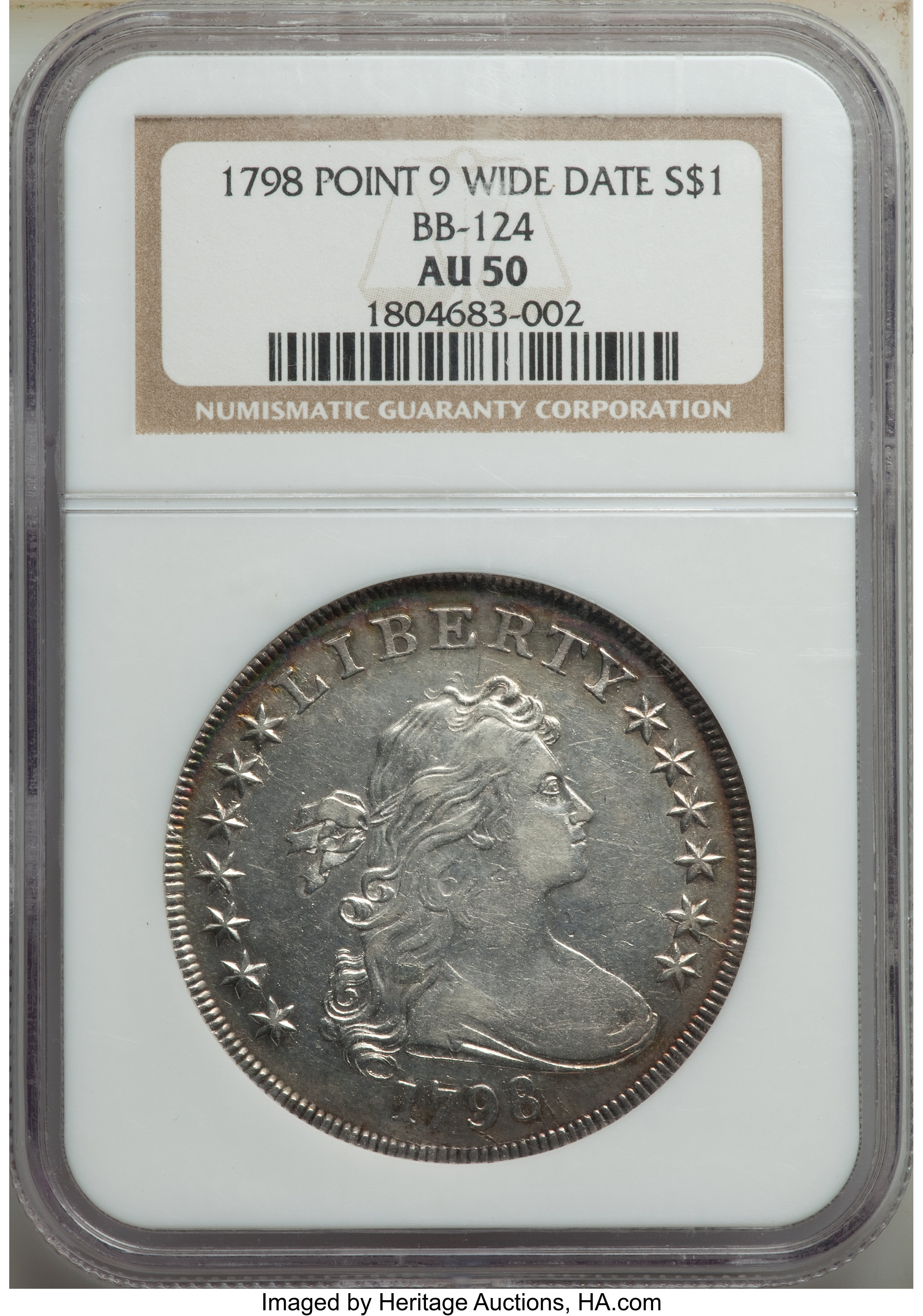 1798 $1  Large Eagle, Pointed 9, 5 Berries, B-24, BB-124 MS62 CAC thumbnail 24