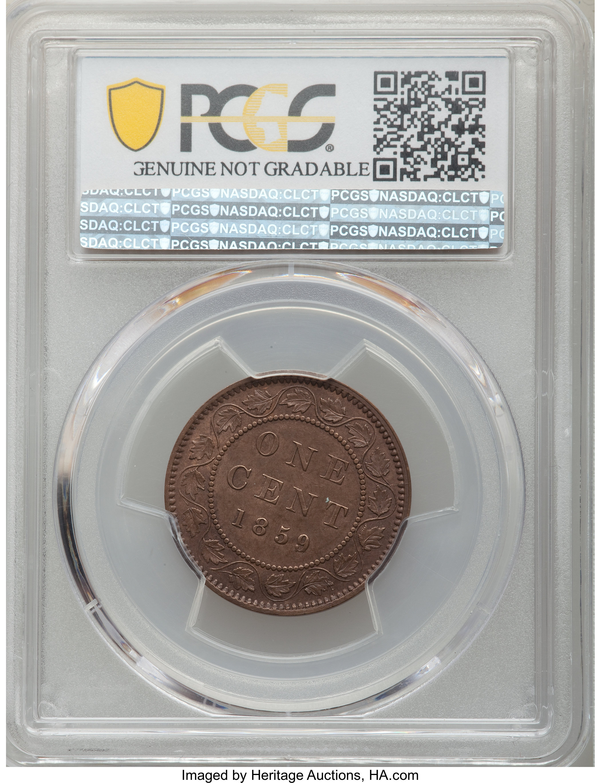 1859 1c Province of Canada, Narrow 9, DP-4 MS BN AU50 BN thumbnail 4