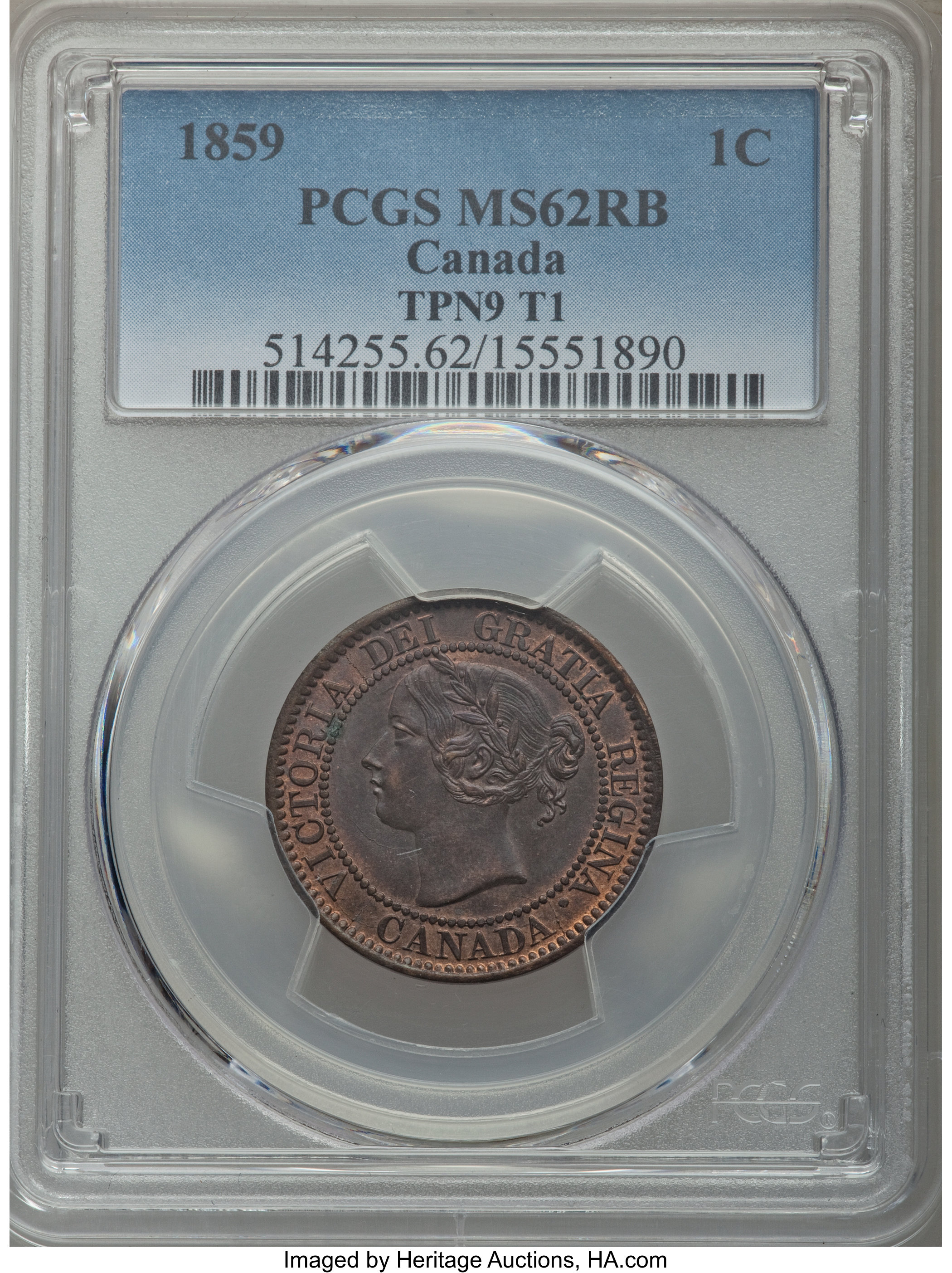 1859 1c Province of Canada, Narrow 9 MS RB MS62 RB thumbnail 4