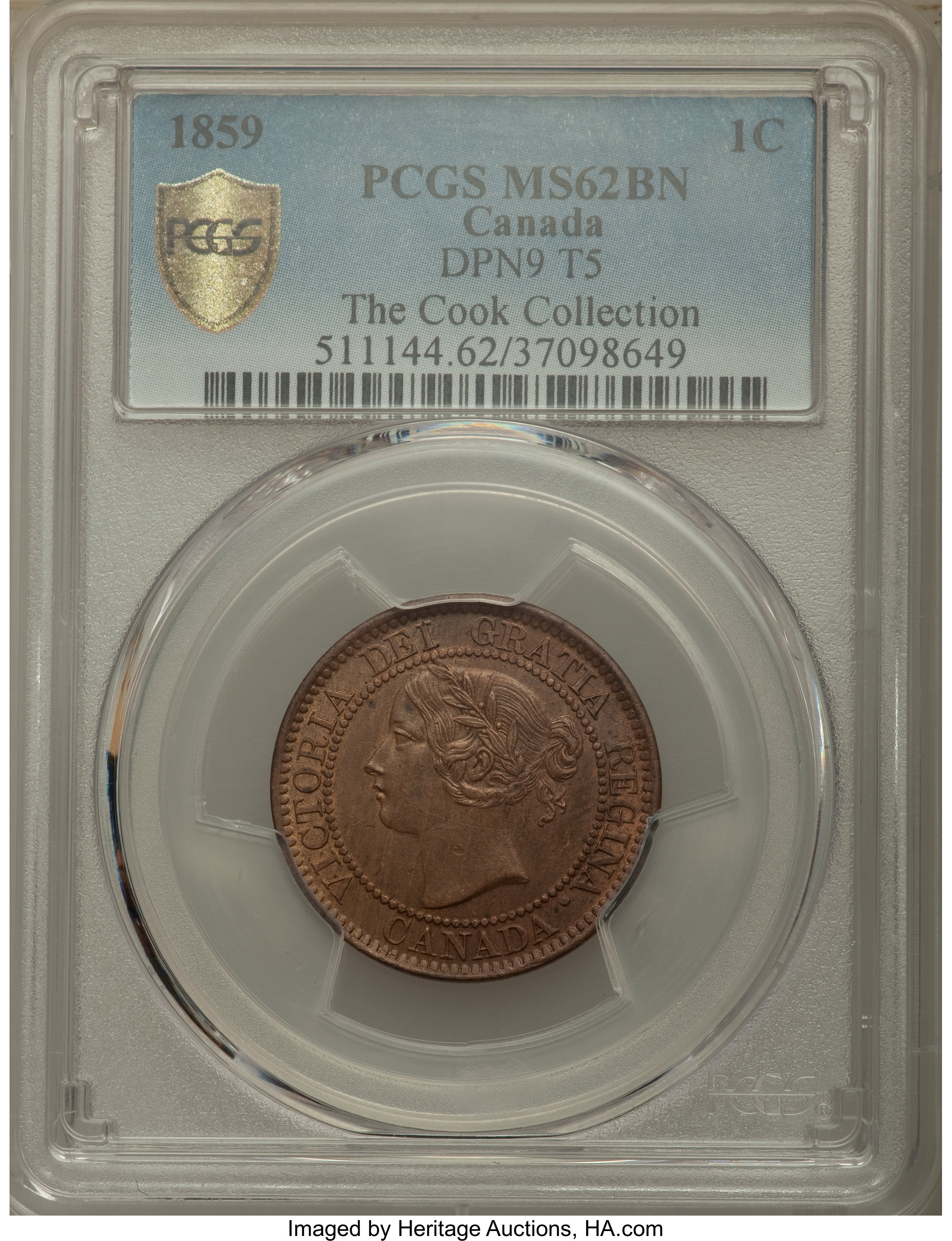 1859 1c Province of Canada, Narrow 9, DP-5 MS BN VF30 BN thumbnail 4