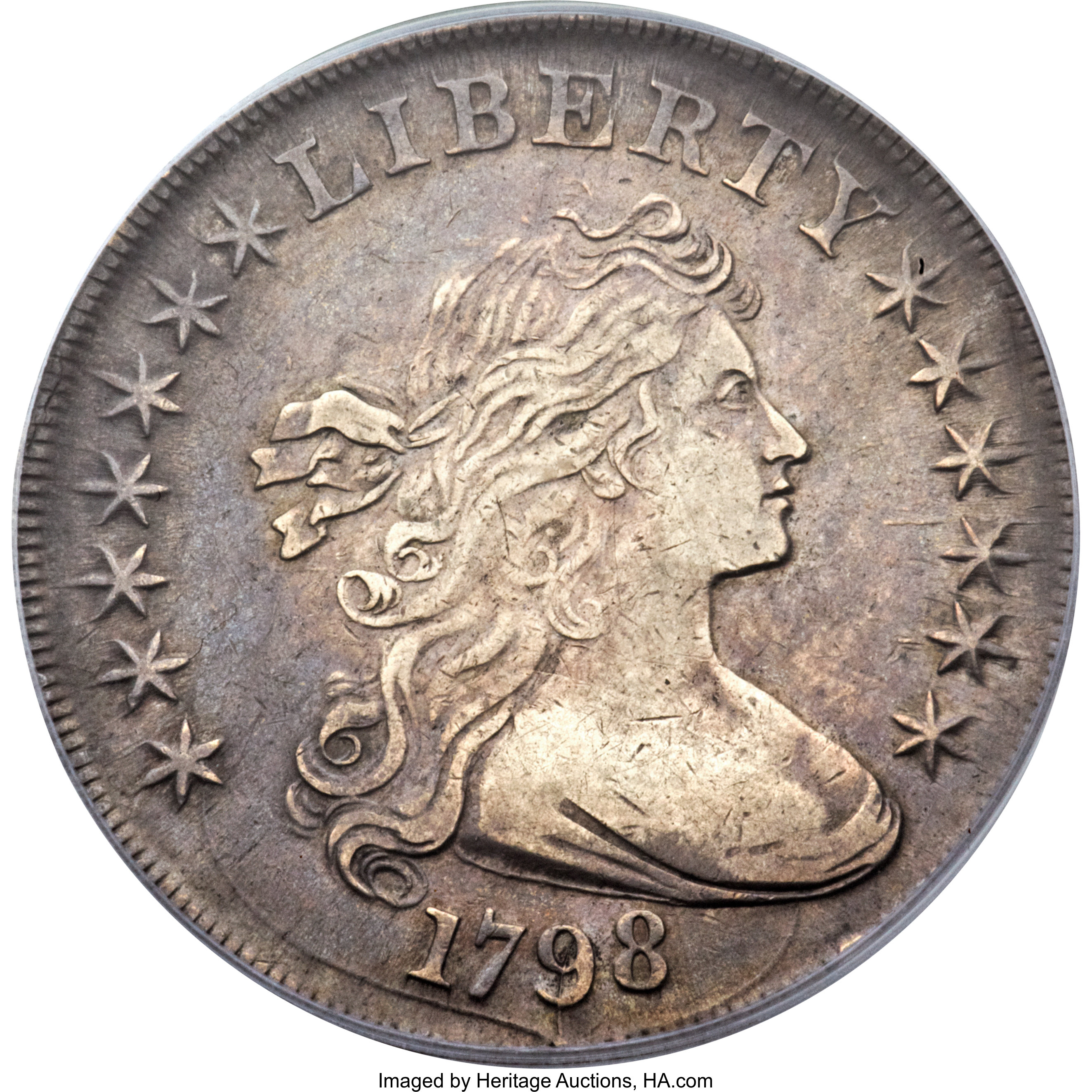 1798 $1 Large Eagle, Pointed 9, Close Date, B-28, BB-118, R.3, XF40 PCGS. ...