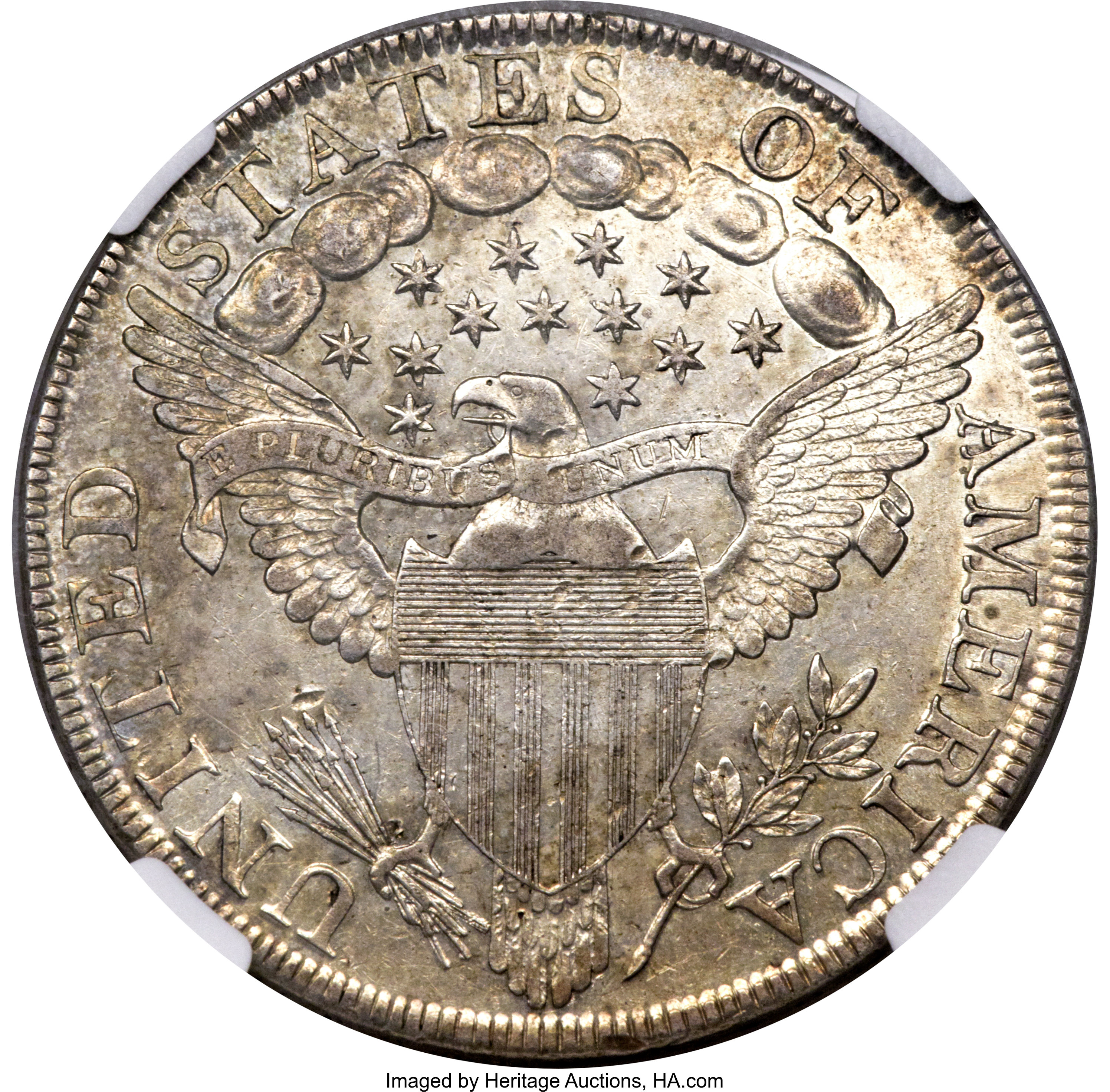 1798 $1  Large Eagle, Pointed 9, Wide Date, B-22, BB-104 AU50 CAC thumbnail 7