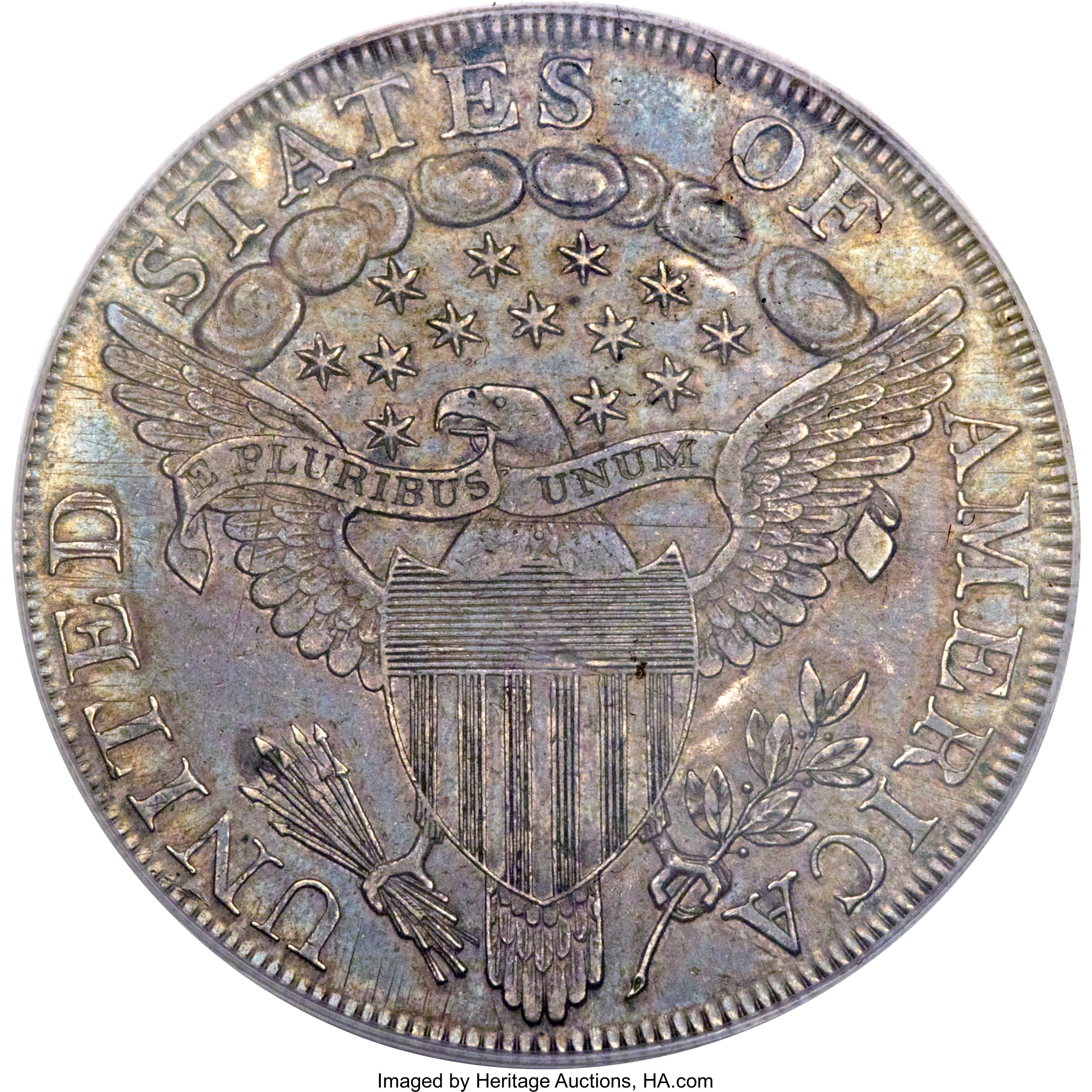 1798 $1  Large Eagle, Pointed 9, 10 Arrows, B-21, BB-107 AU58 thumbnail 16