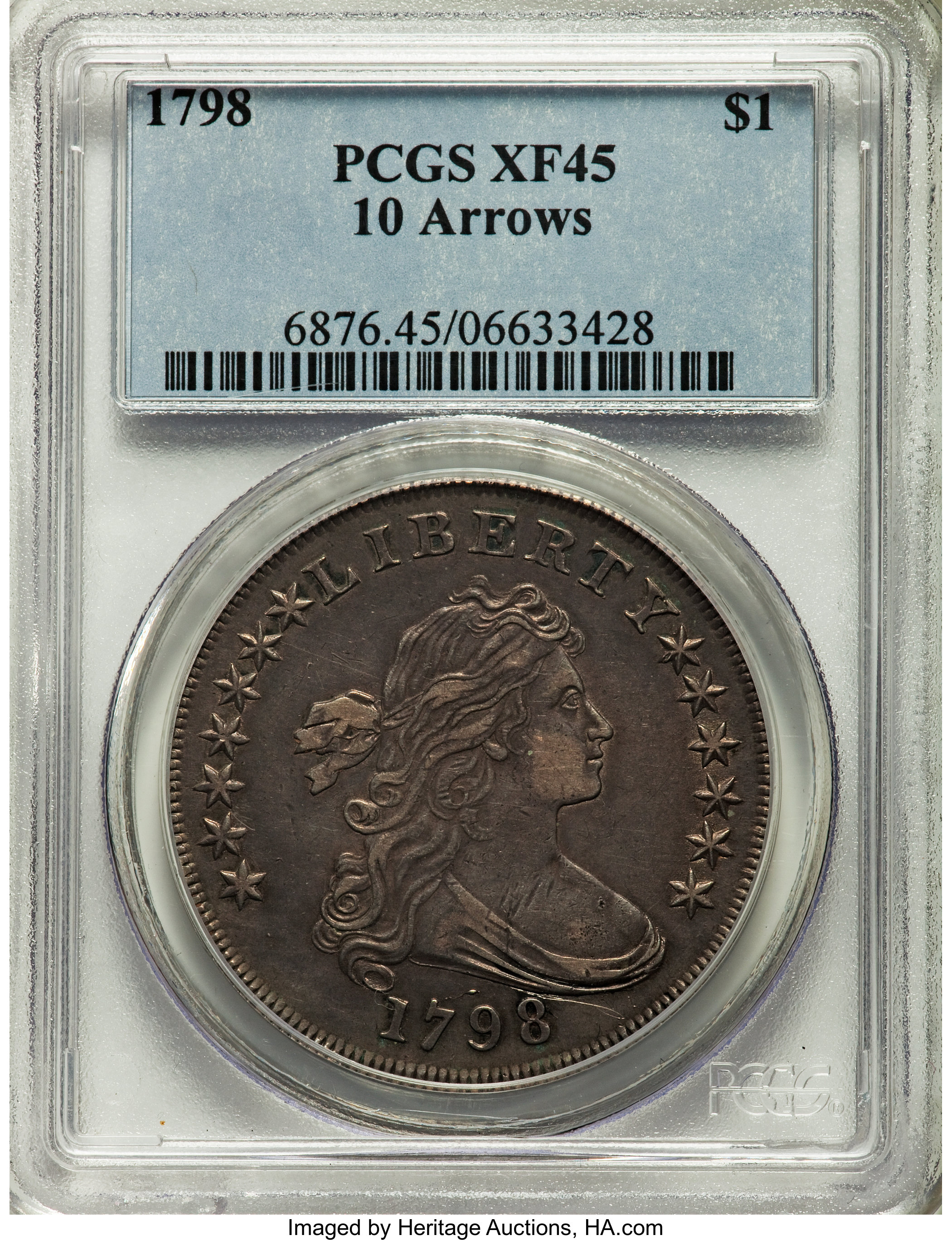 1798 $1  Large Eagle, Pointed 9, 10 Arrows, B-21, BB-107 AU58 thumbnail 17
