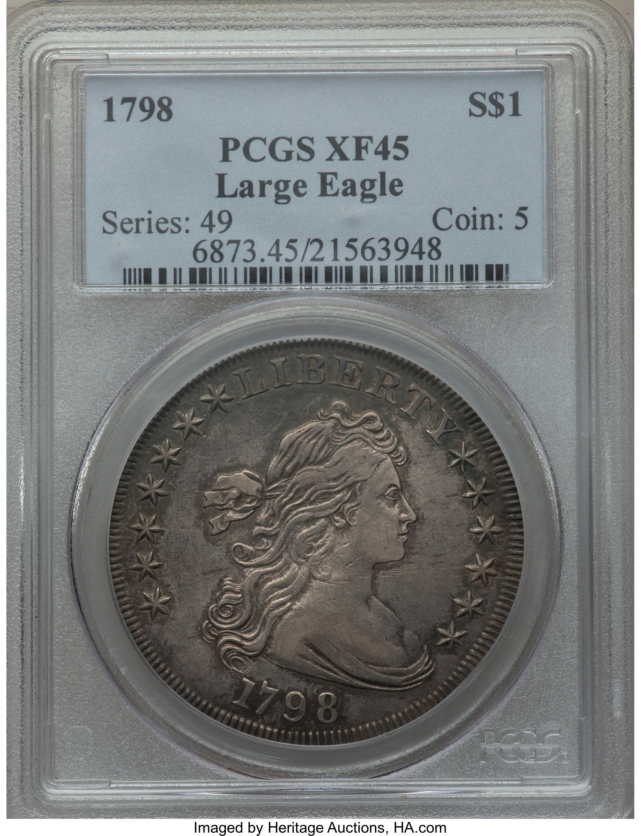 1798 $1  Large Eagle, Pointed 9, Wide Date, B-12, BB-120 XF45 thumbnail 5