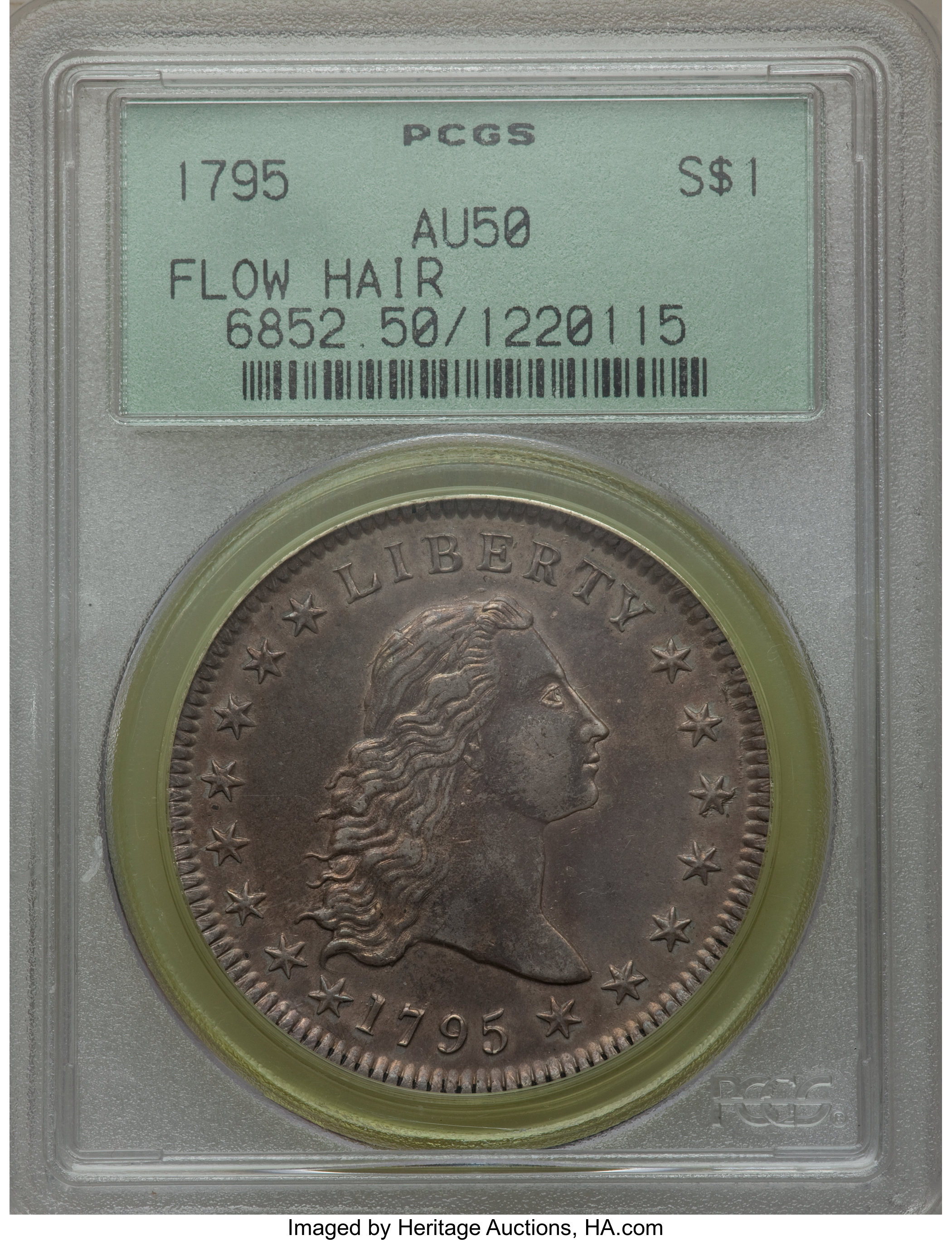 1795 $1  Flowing Hair, 2 Leaves, B-4, BB-14 MS64 thumbnail 15