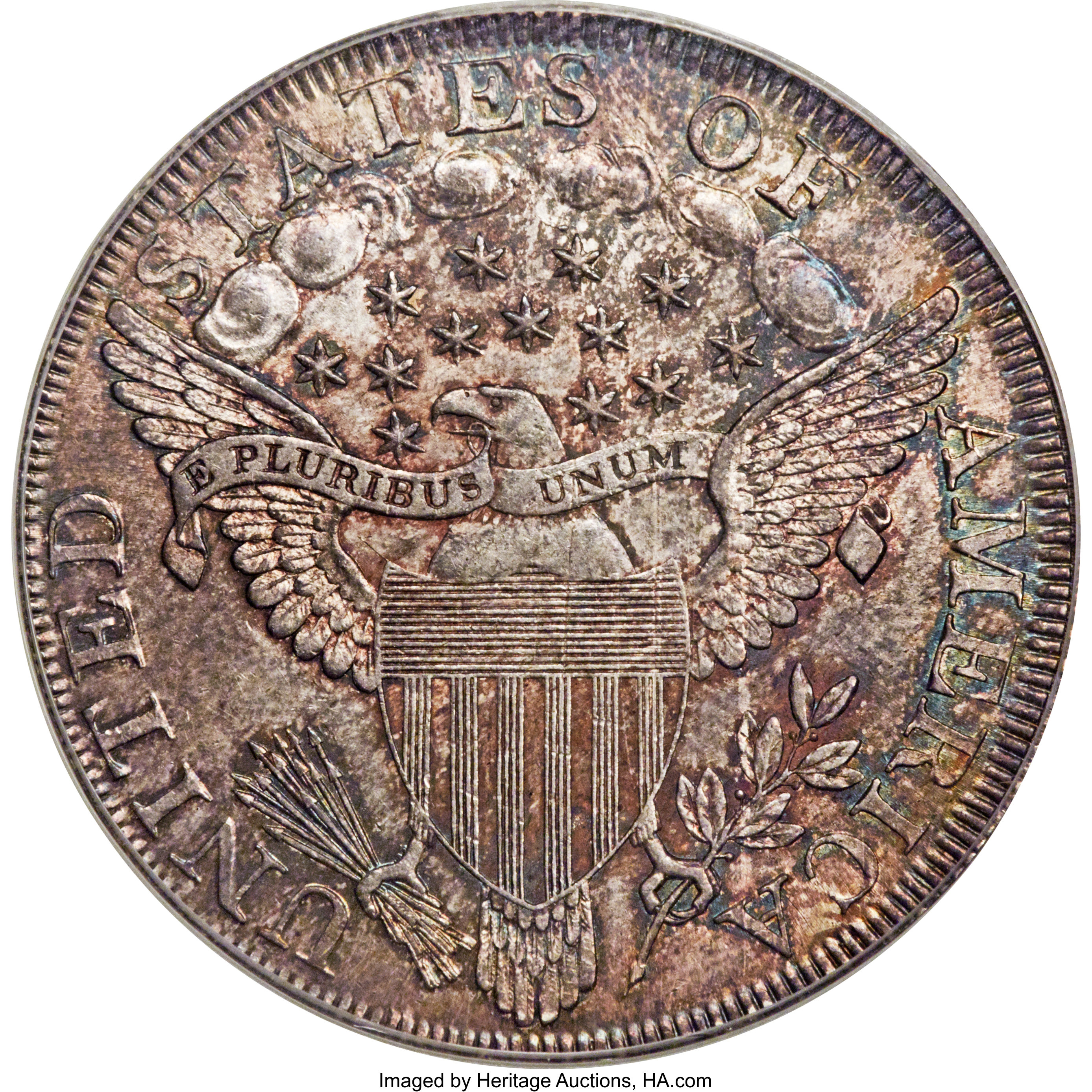 1798 $1  Large Eagle, Pointed 9, Wide Date, B-23, BB-105 AU58 thumbnail 7