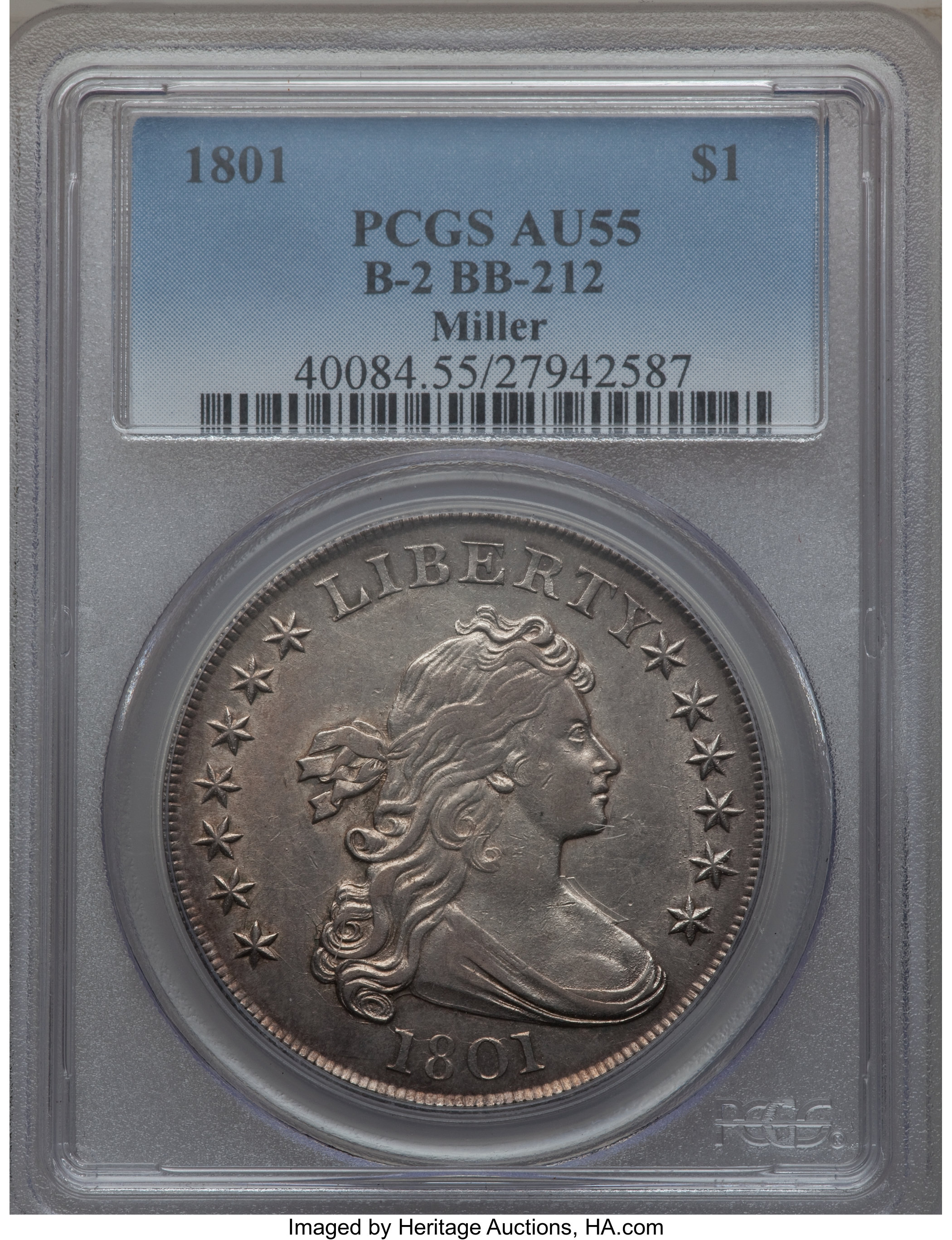 1801 $1  B-2, BB-212 MS62 CAC thumbnail 11