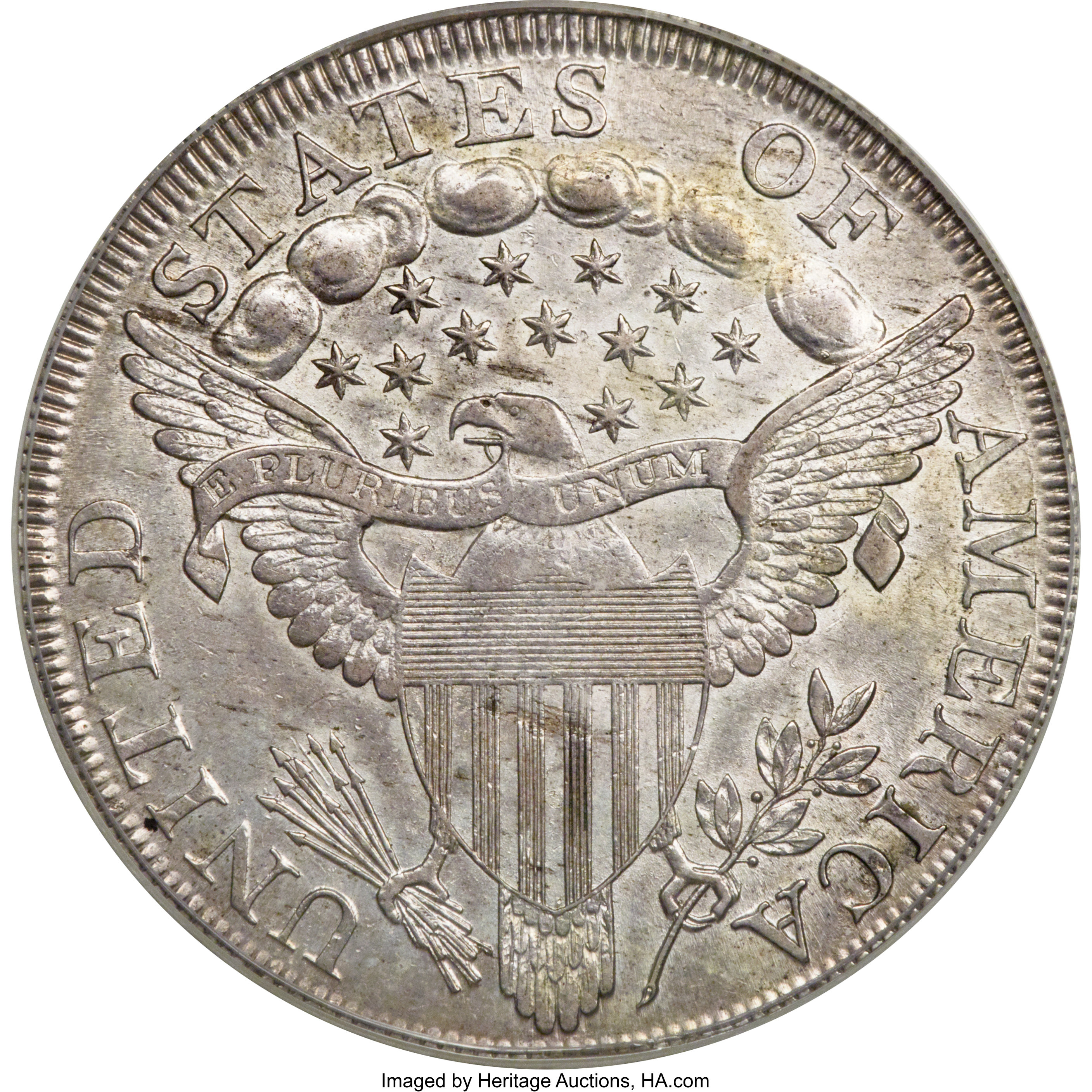 1798 $1  Large Eagle, Pointed 9, 10 Arrows, B-21, BB-107 AU58 thumbnail 3