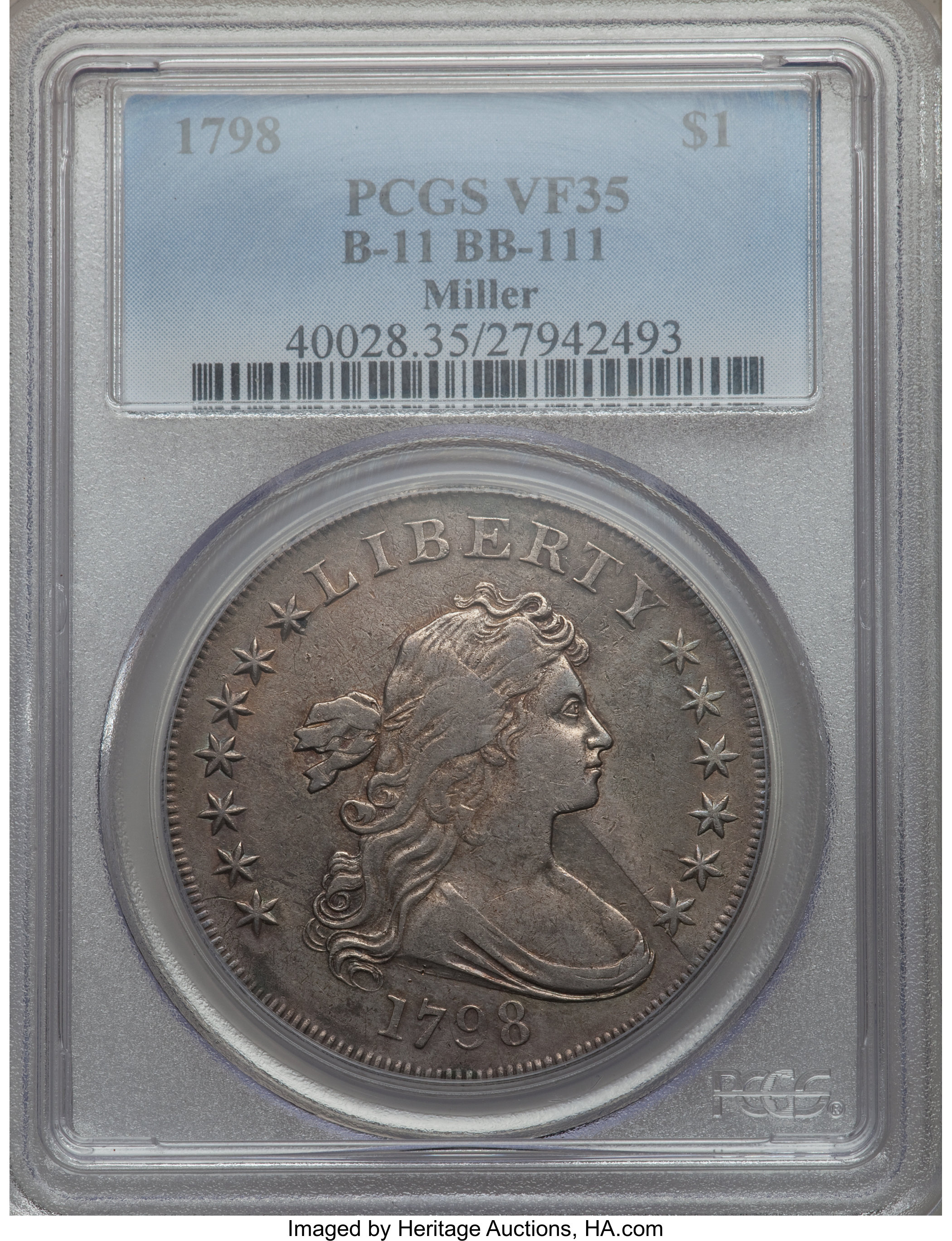 1798 $1  Large Eagle, Pointed 9, 5 Berries, B-11, BB-111 VG10 thumbnail 20