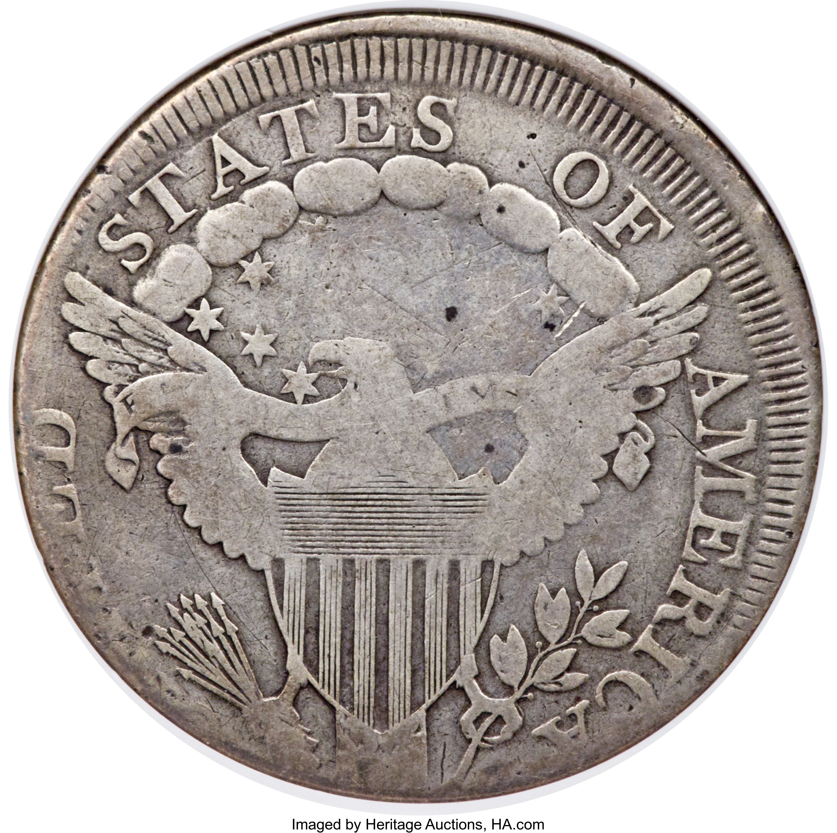1798 $1  Large Eagle, Pointed 9, Wide Date, B-12, BB-120 VG10 CAC thumbnail 5