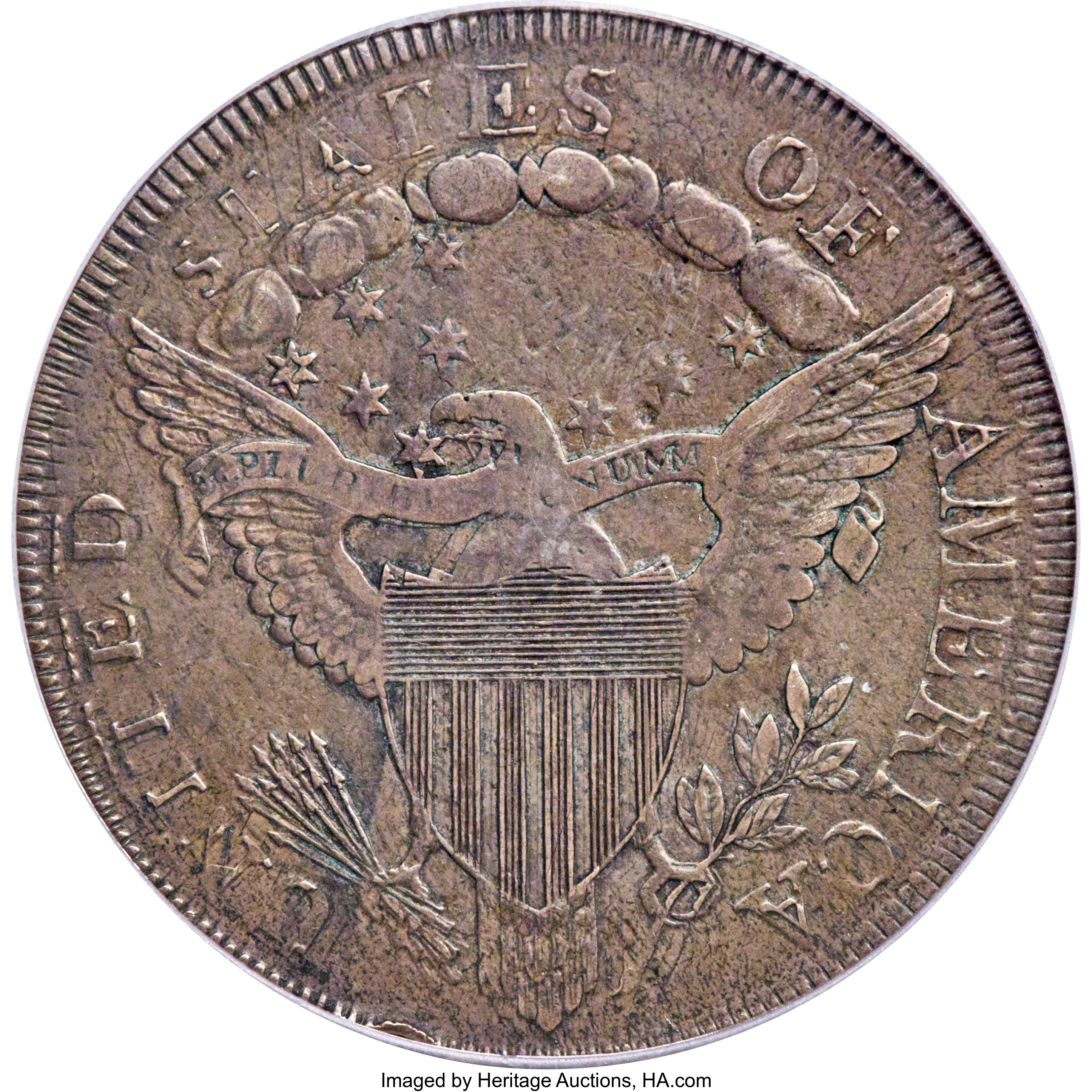 1798 $1  Large Eagle, Pointed 9, Wide Date, B-12, BB-120 VG10 CAC thumbnail 20
