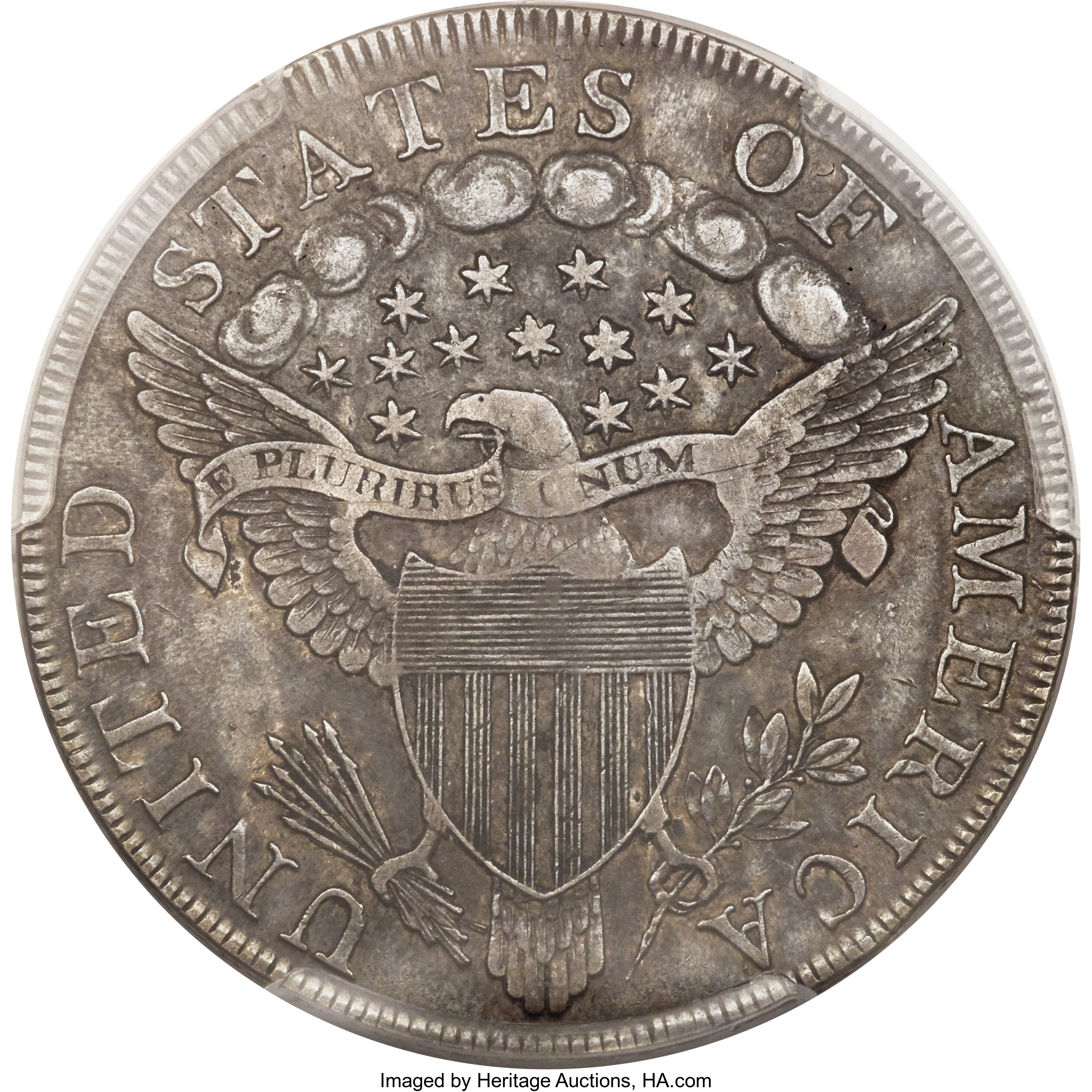 1798 $1  Large Eagle, Pointed 9, Close Date, B-9, BB-121 XF45 CAC thumbnail 11