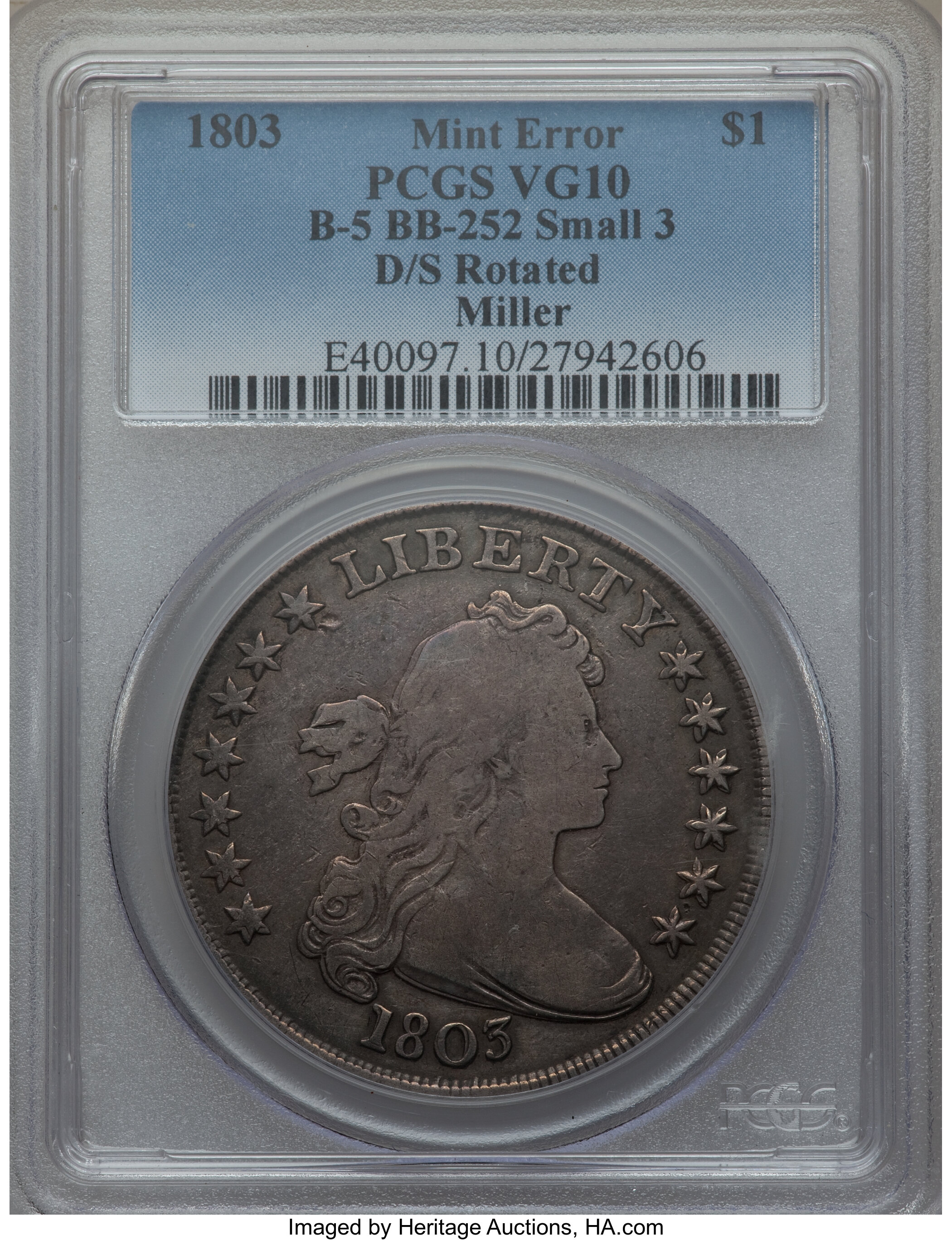1803 $1  Small 3, B-5, BB-252 AG2 thumbnail 10