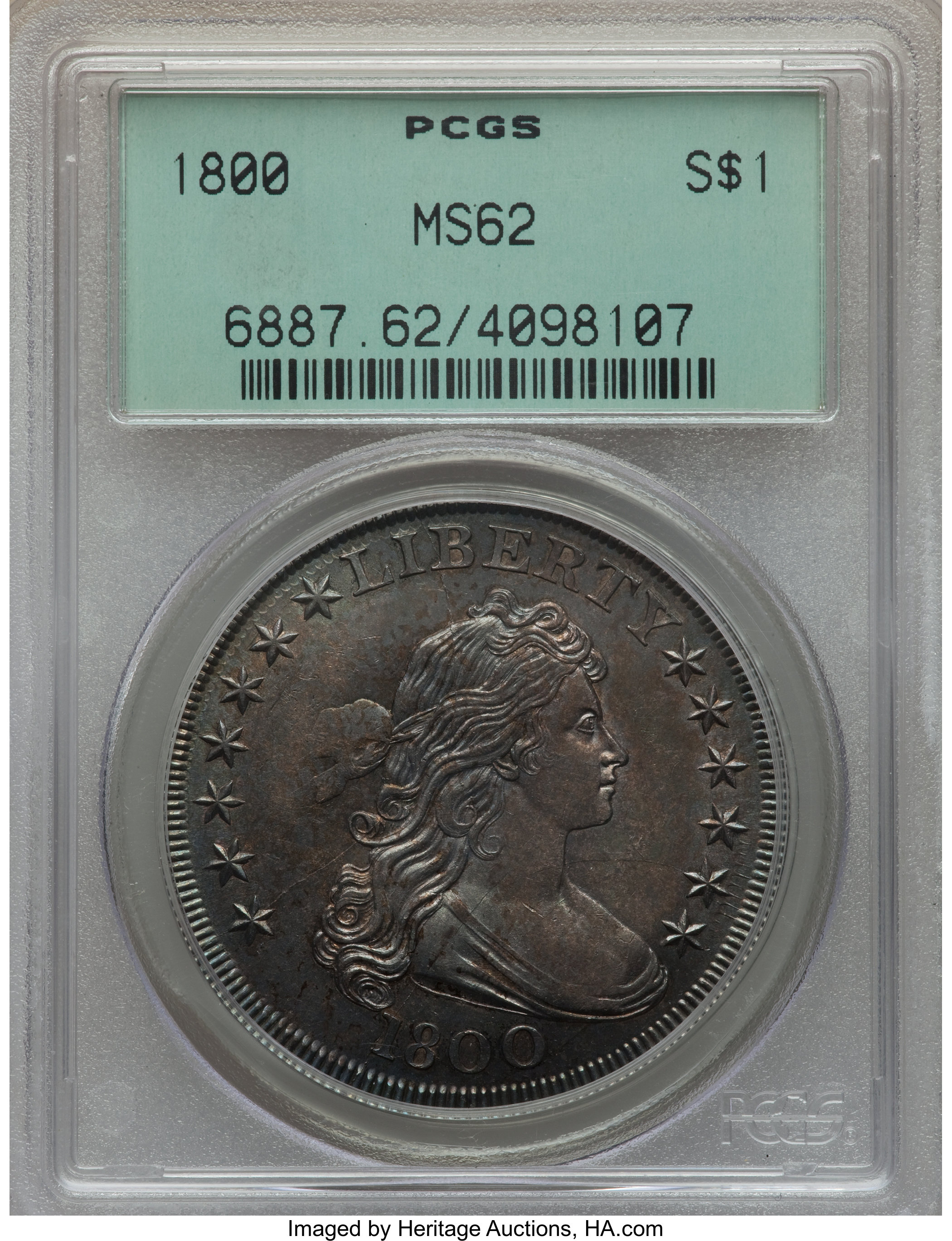 1800 $1  B-4, BB-186 MS64 thumbnail 3