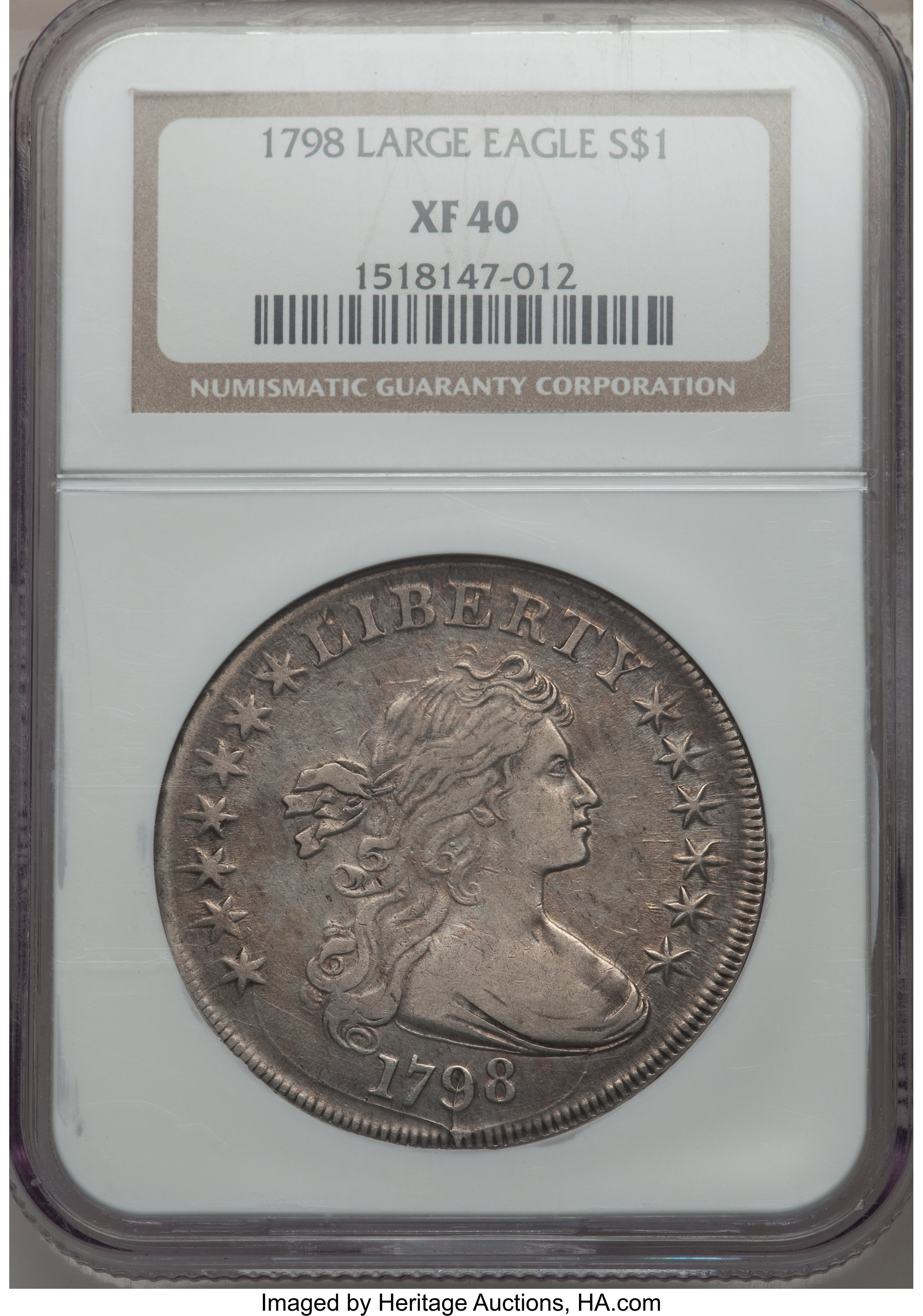 1798 $1  Large Eagle, Pointed 9, Close Date, B-29, BB-119 AU58 thumbnail 24