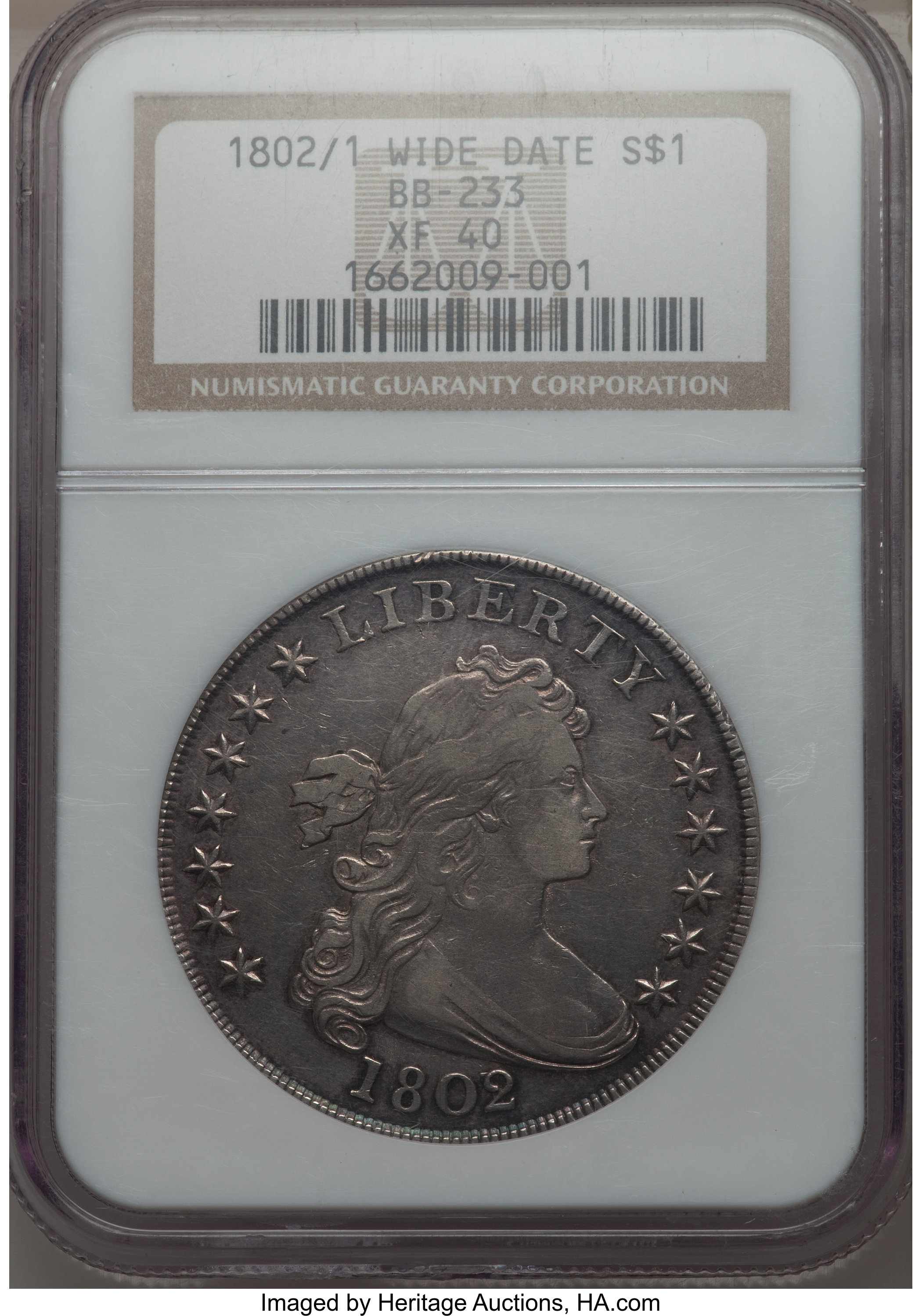 1802/1 $1  Wide Date, B-2, BB-233 XF40 thumbnail 13