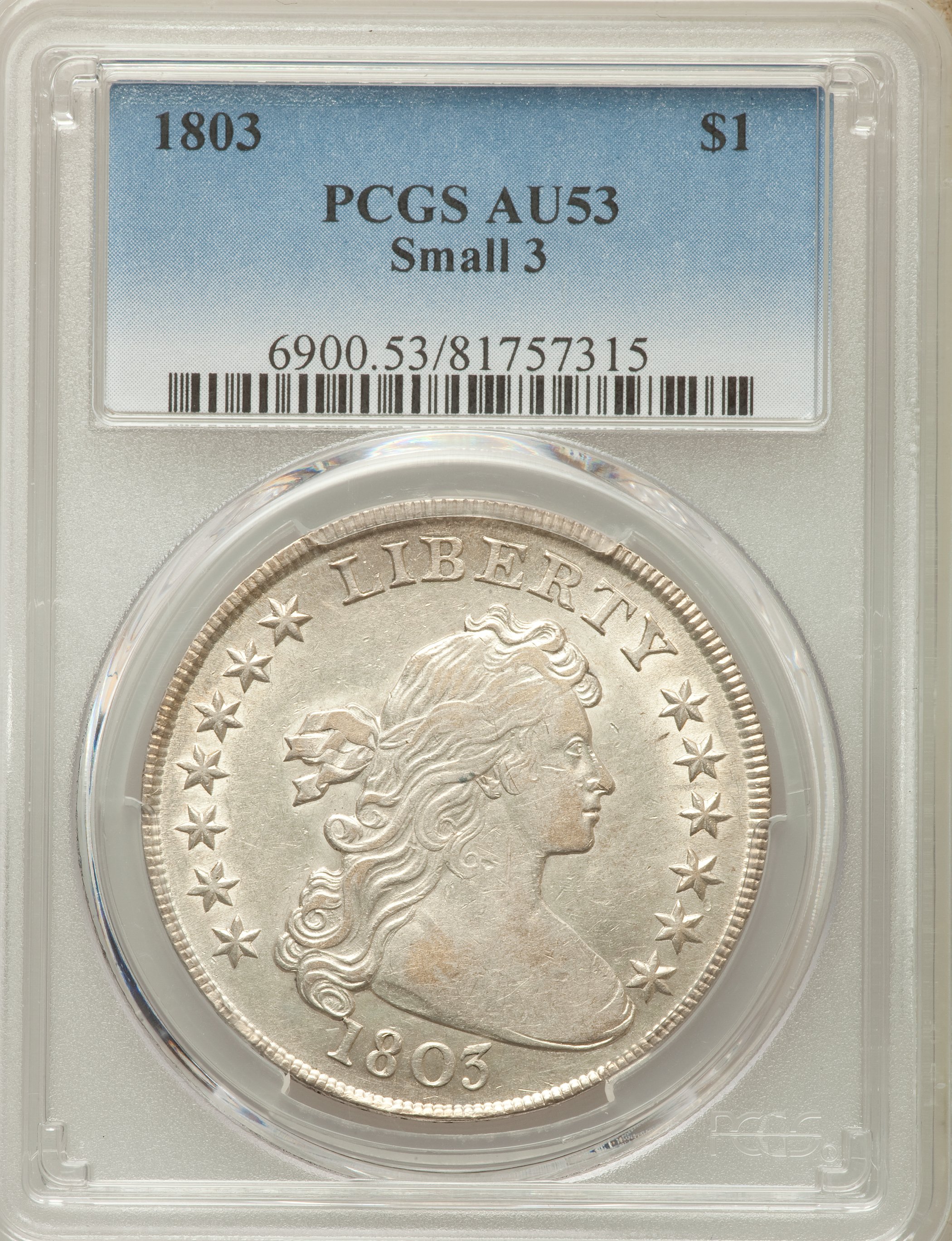 1803 $1  Small 3, B-4, BB-254 AU53 thumbnail 4