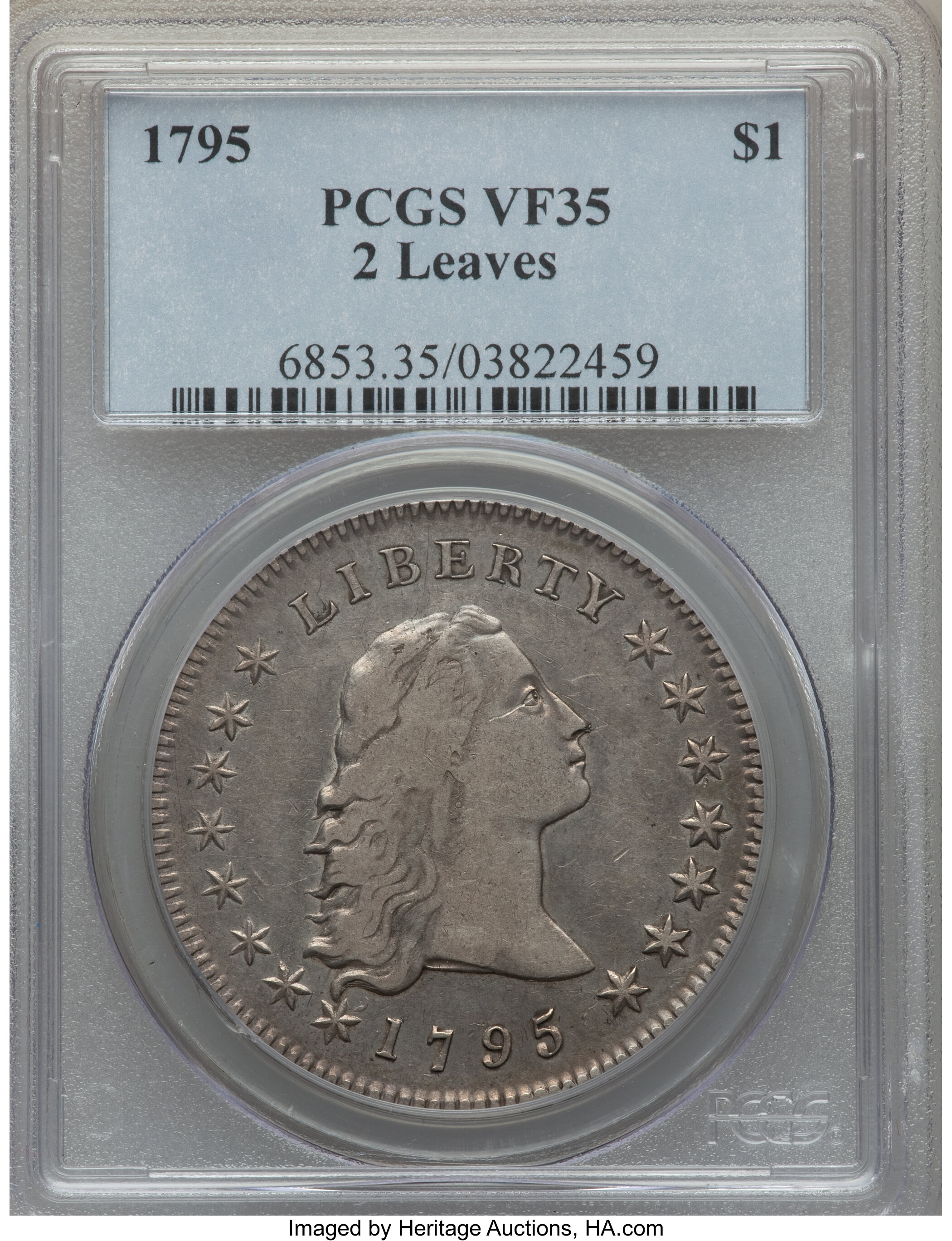 1795 $1  Flowing Hair, 2 Leaves, B-2, BB-20 VF35 thumbnail 4