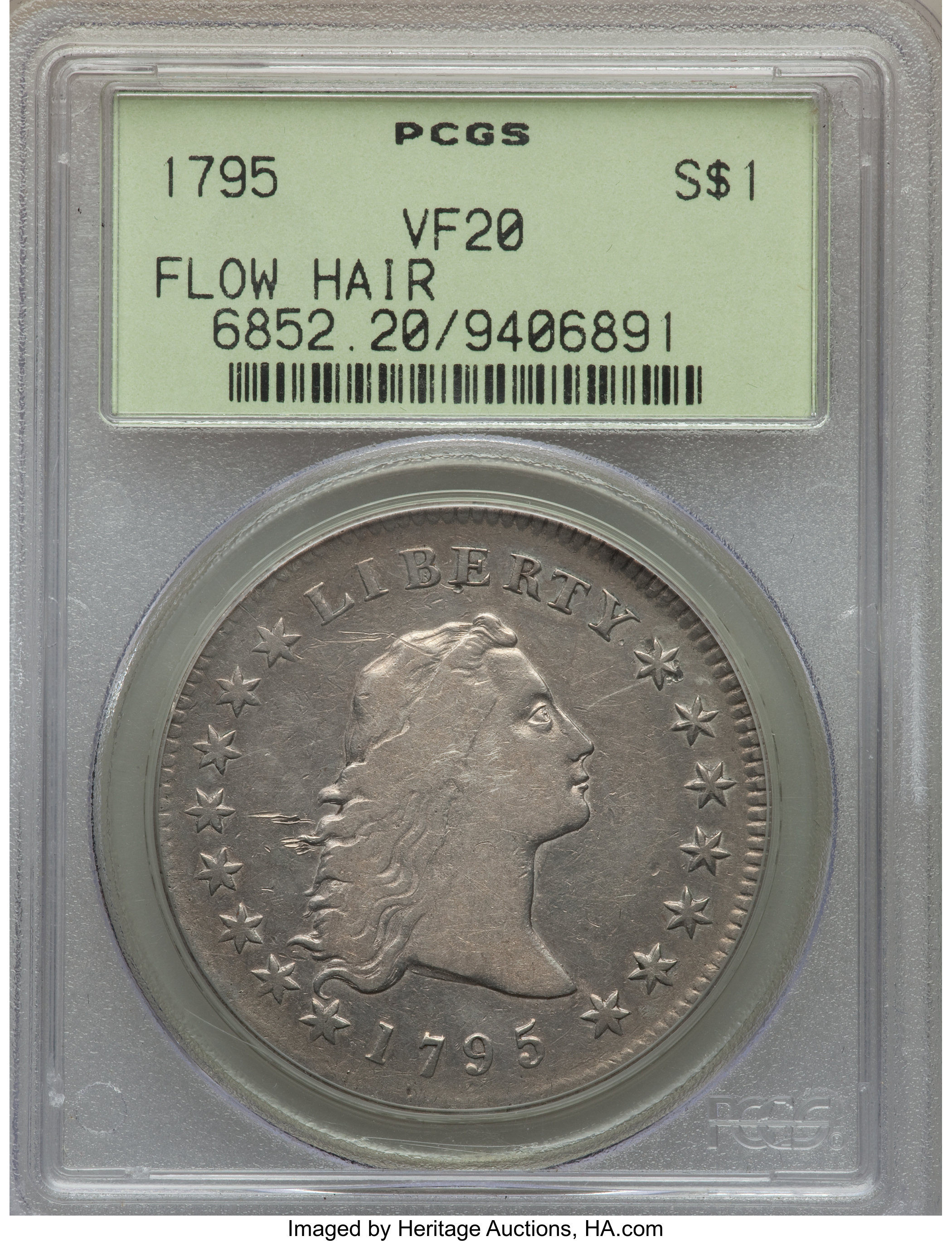 1795 $1  Flowing Hair, 3 Leaves, B-6, BB-25 VF20 thumbnail 8