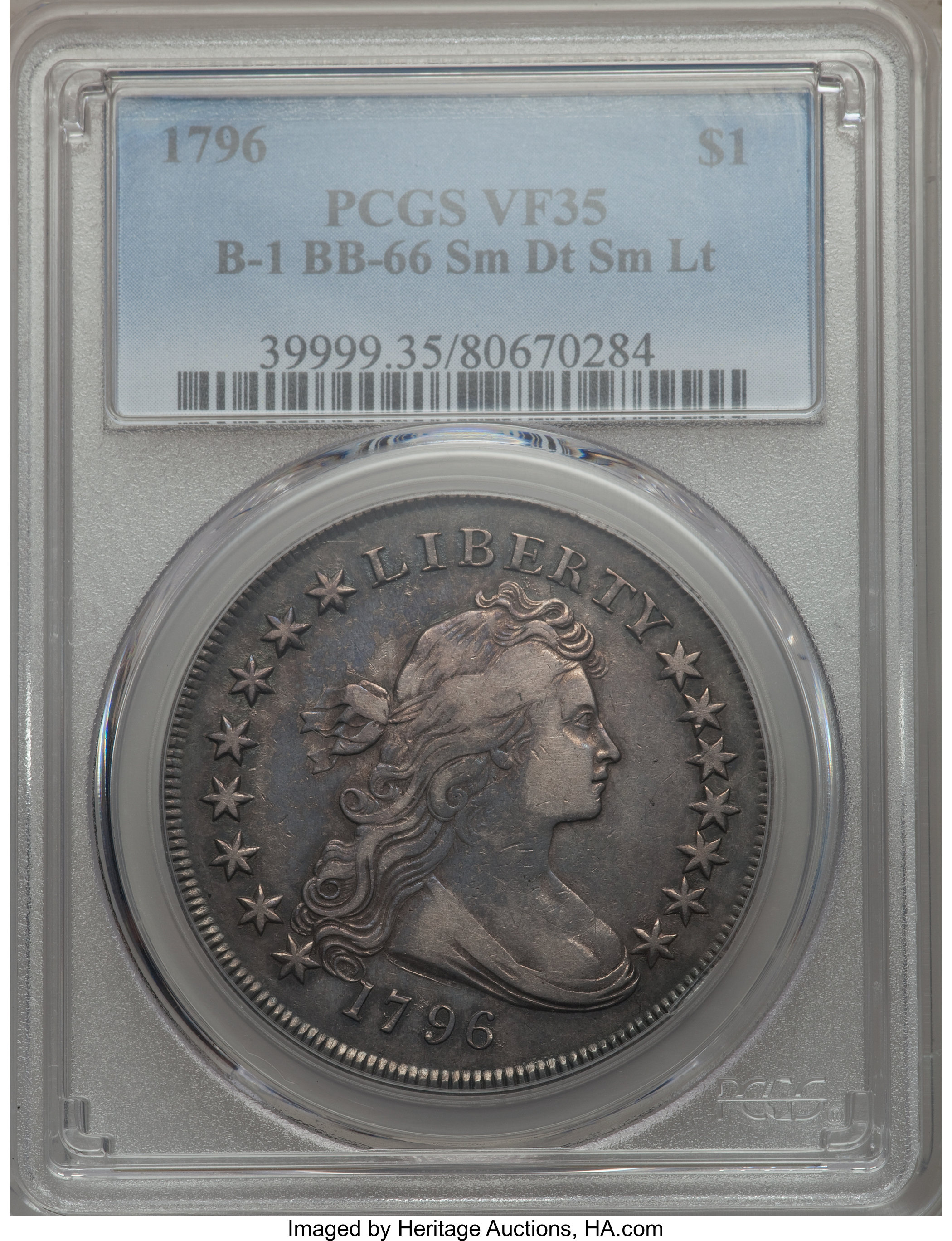1796 $1  Small Date, Small Letters, B-1, BB-66 VF35 thumbnail 16