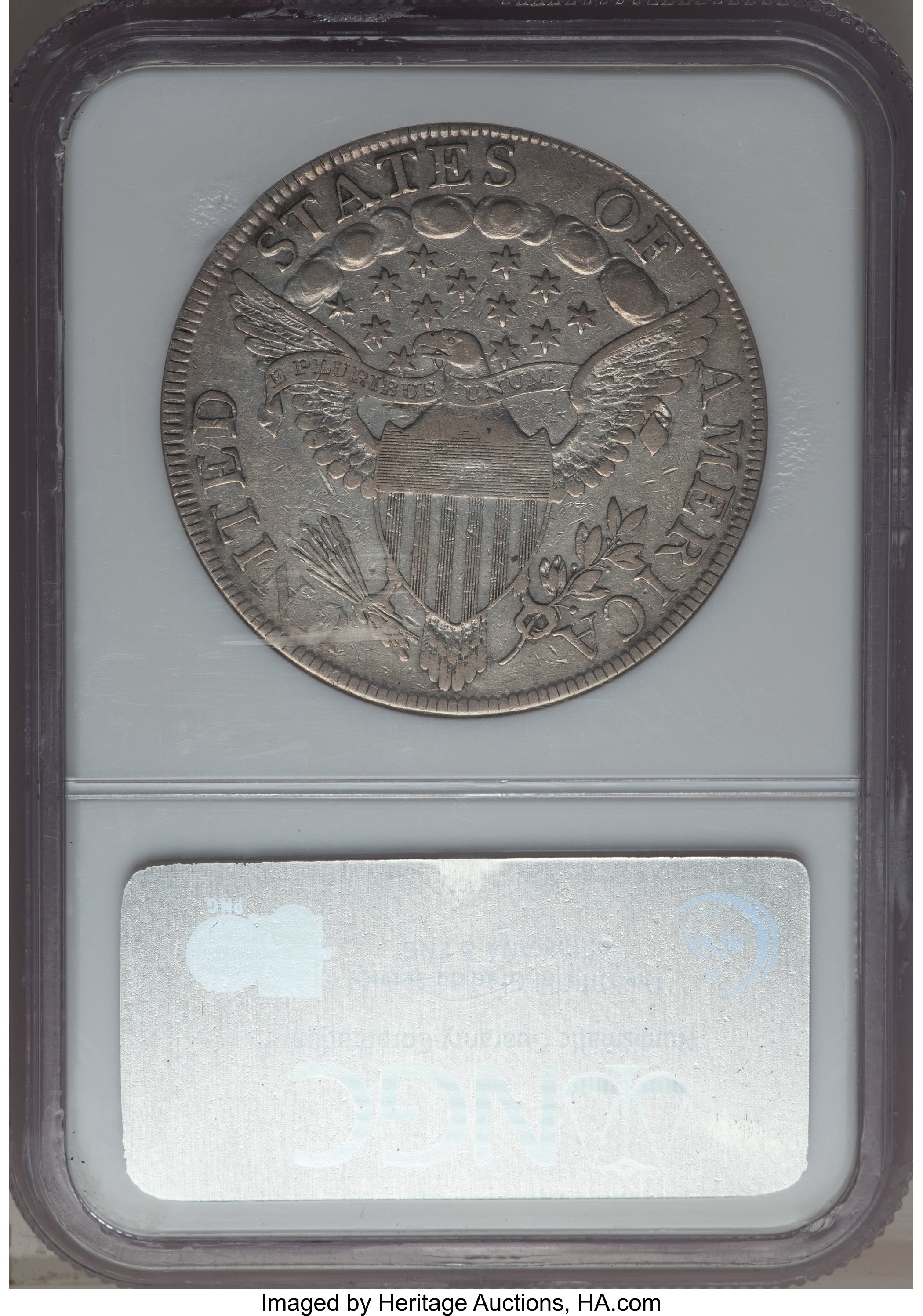 1798 $1  Large Eagle, Knob 9, 5 Vertical Lines, B-32, BB-91 AU50 CAC thumbnail 2