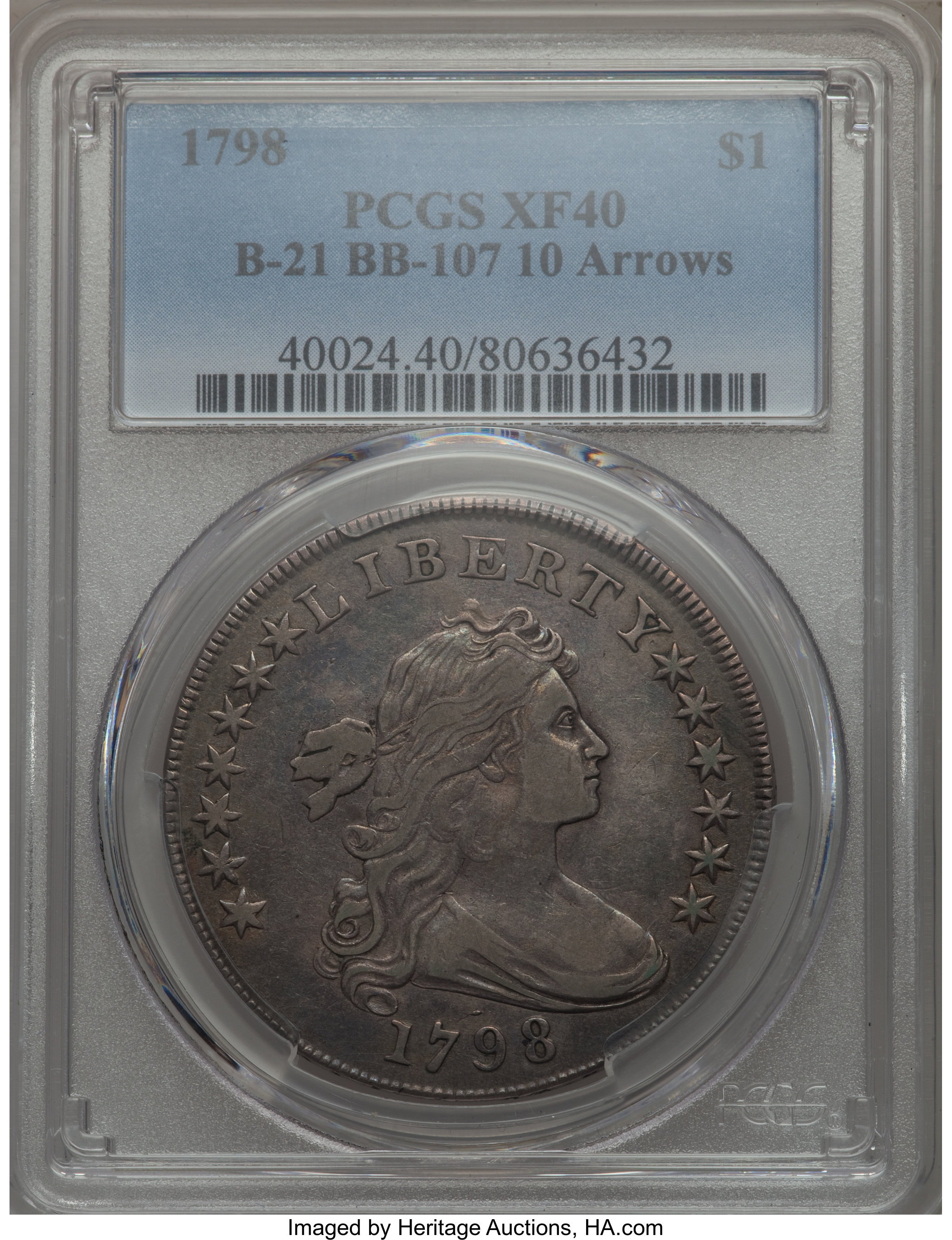 1798 $1  Large Eagle, Pointed 9, 10 Arrows, B-21, BB-107 VF35 thumbnail 23