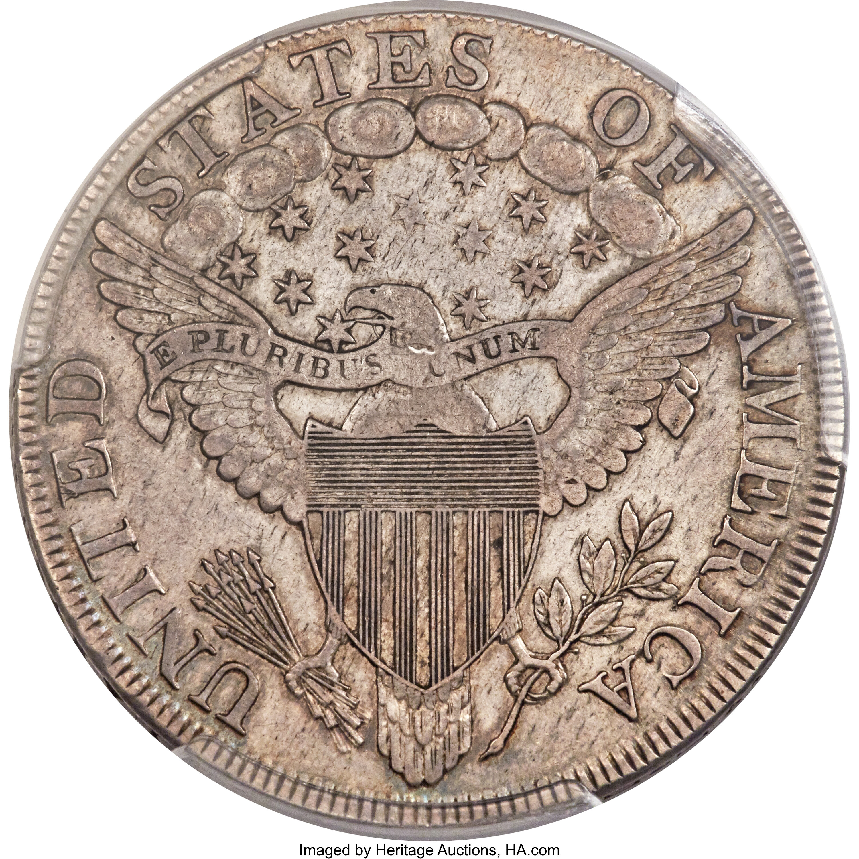 1798 $1  Large Eagle, Pointed 9, Wide Date, B-12, BB-120 VF35 CAC thumbnail 7