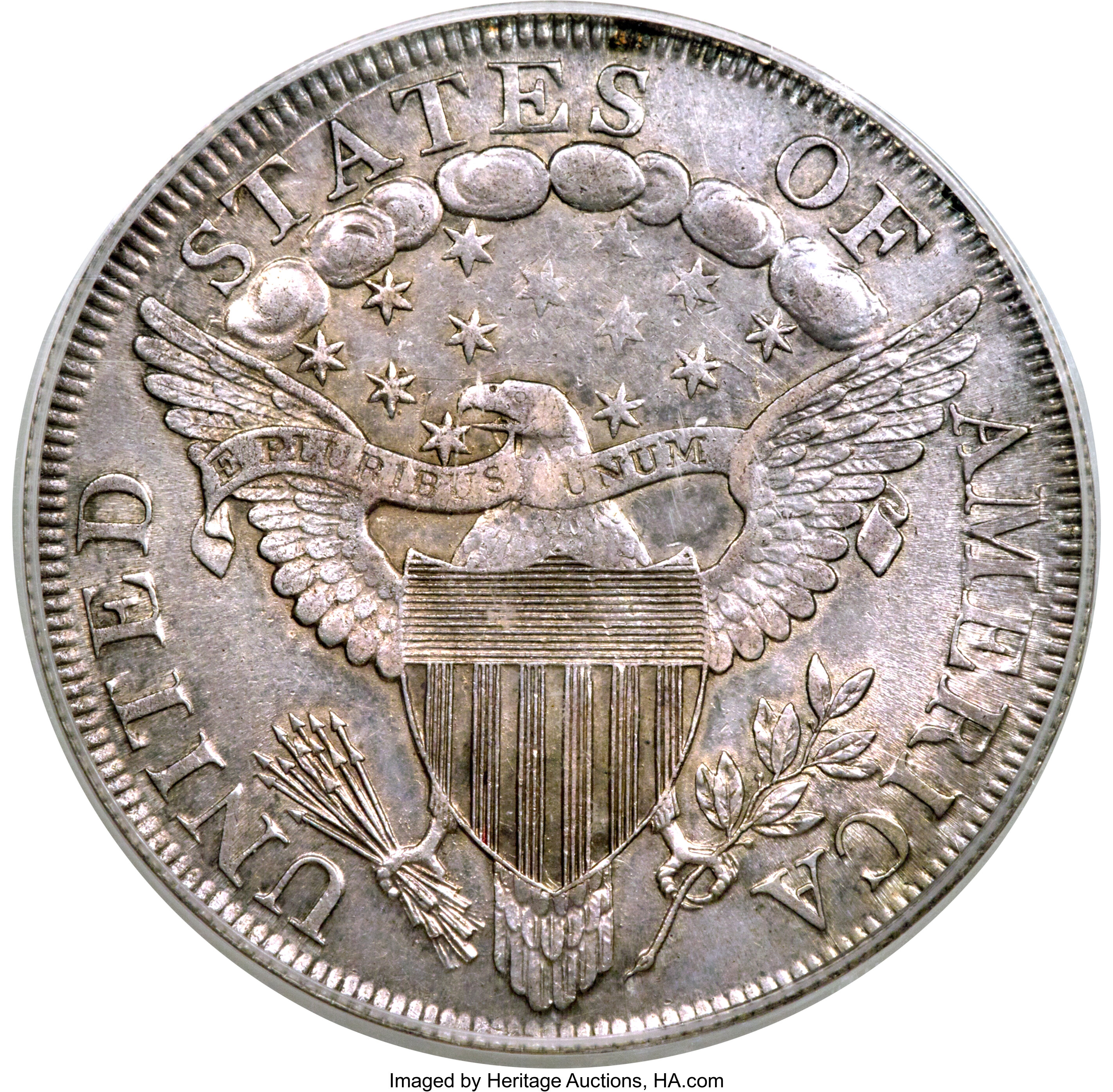 1798 $1  Large Eagle, Pointed 9, Wide Date, B-12, BB-120 MS62 CAC thumbnail 5