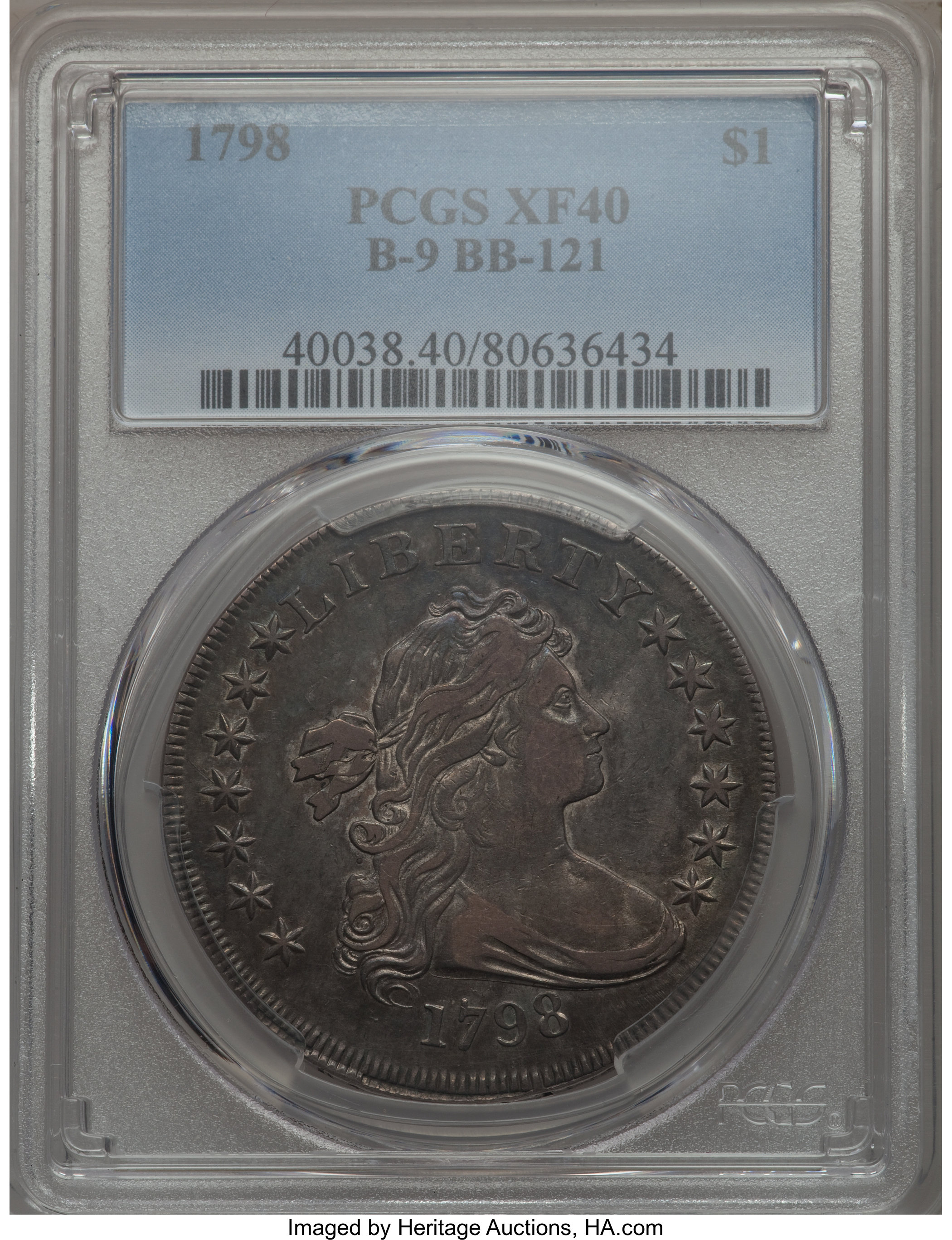 1798 $1  Large Eagle, Pointed 9, Close Date, B-9, BB-121 VF35 thumbnail 22