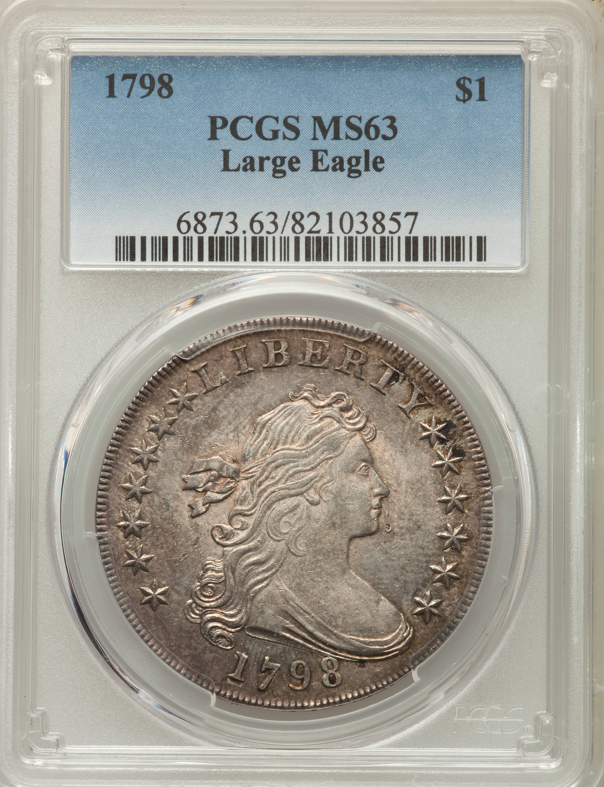 1798 $1  Large Eagle, Pointed 9, Wide Date MS63 thumbnail 4