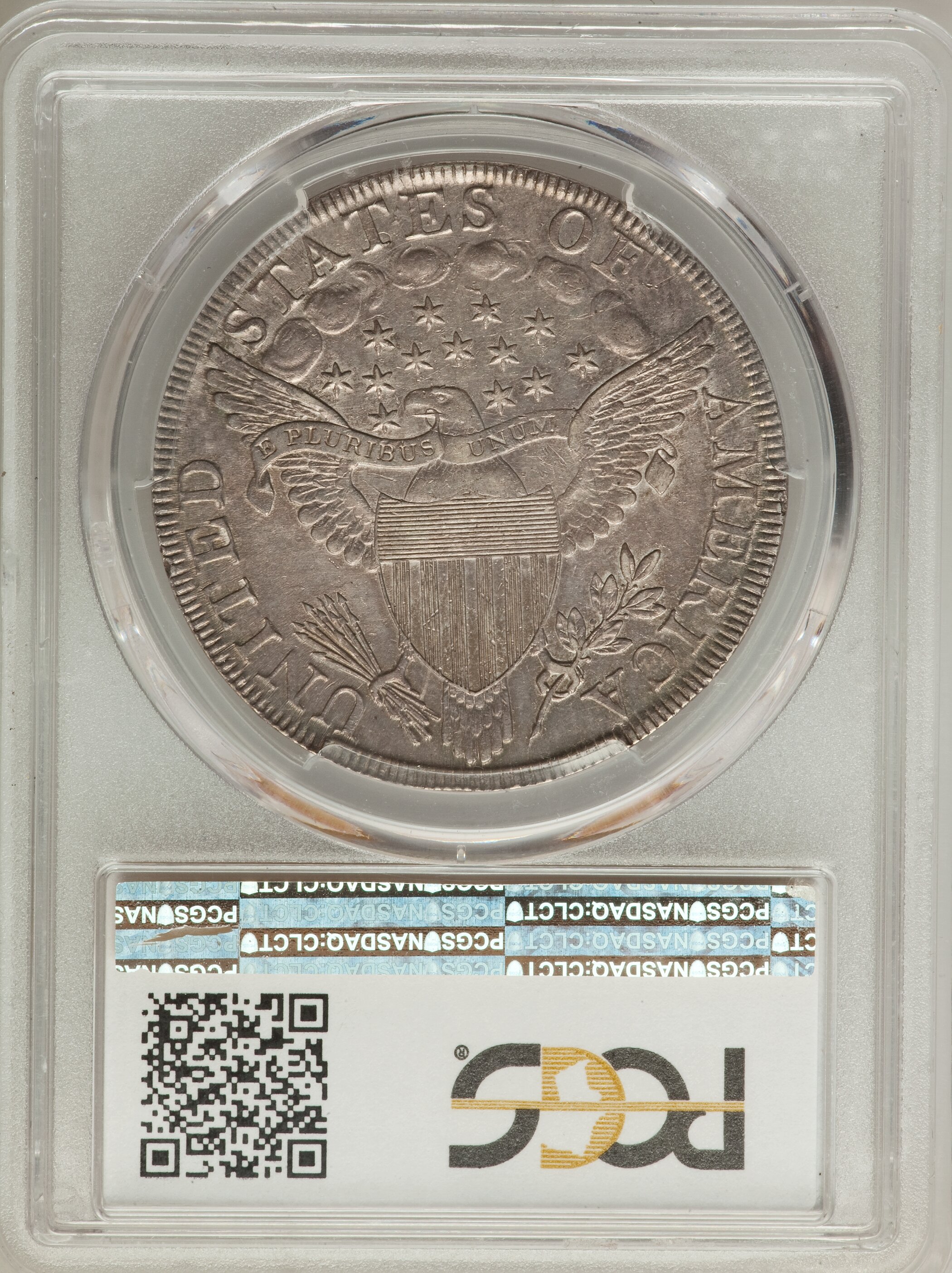 1798 $1  Large Eagle, Pointed 9, Wide Date, B-23, BB-105 AU58 thumbnail 2
