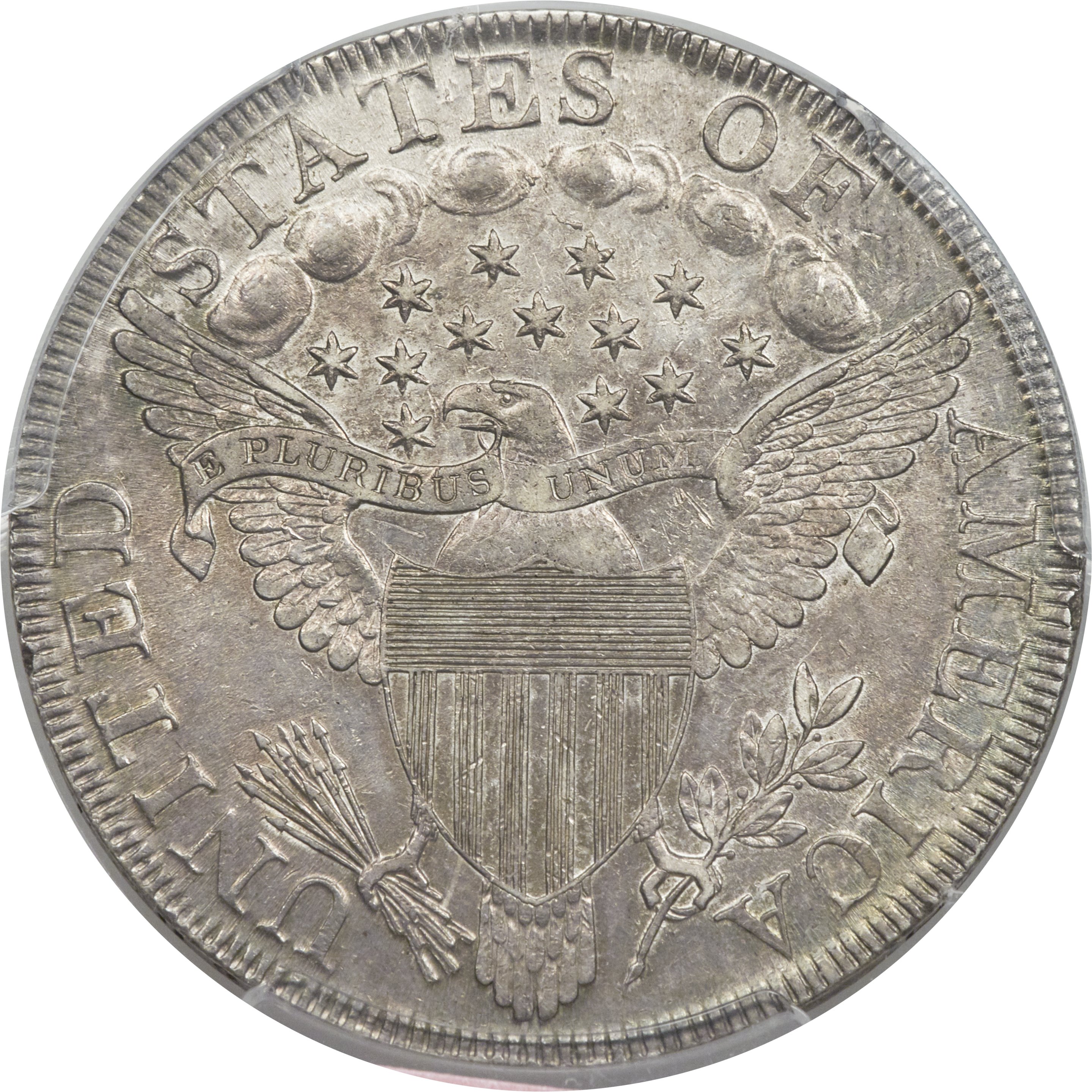 1798 $1  Large Eagle, Pointed 9, Wide Date, B-23, BB-105 AU58 thumbnail 3