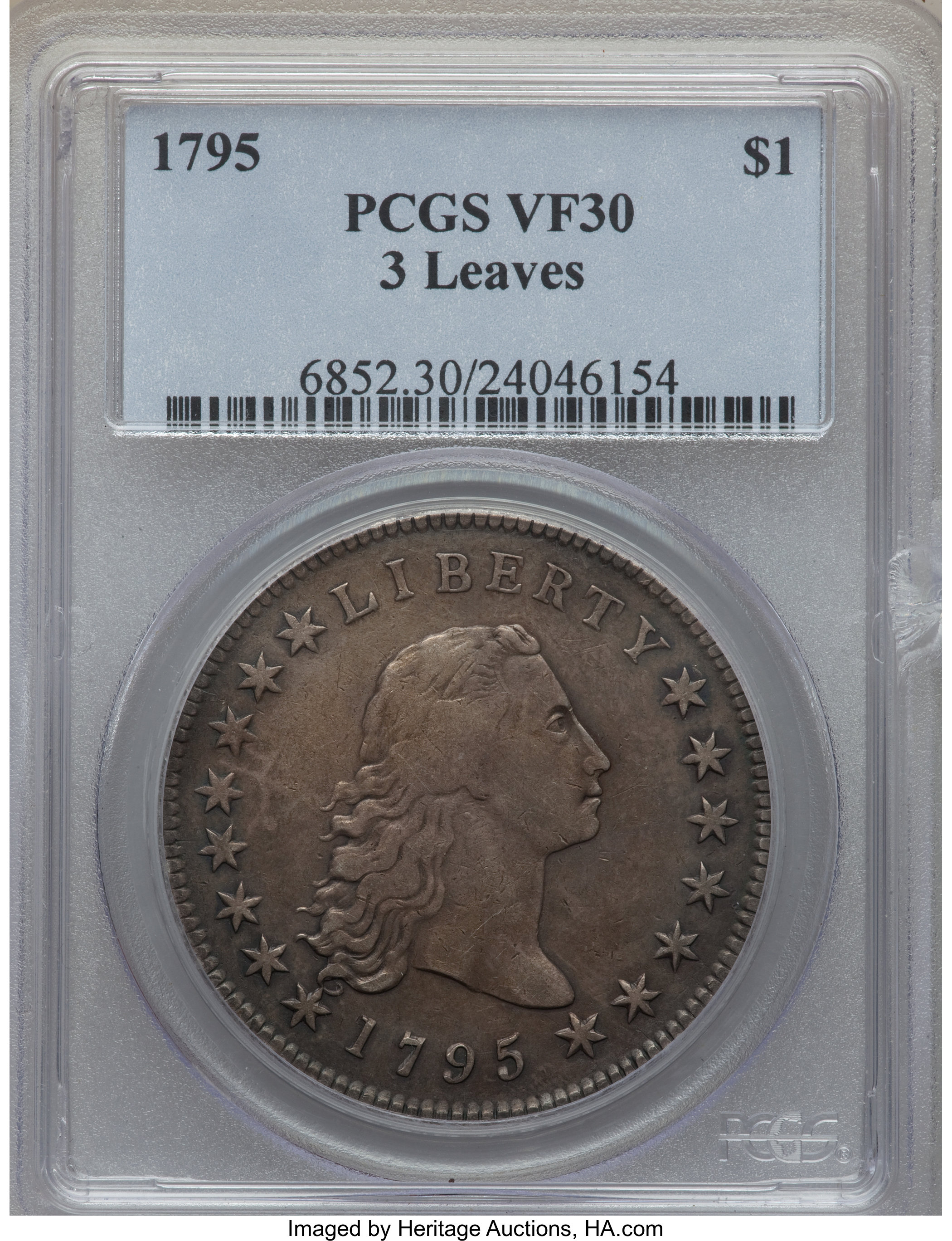 1795 $1  Flowing Hair, 3 Leaves, B-7, BB-18 VF30 CAC thumbnail 5