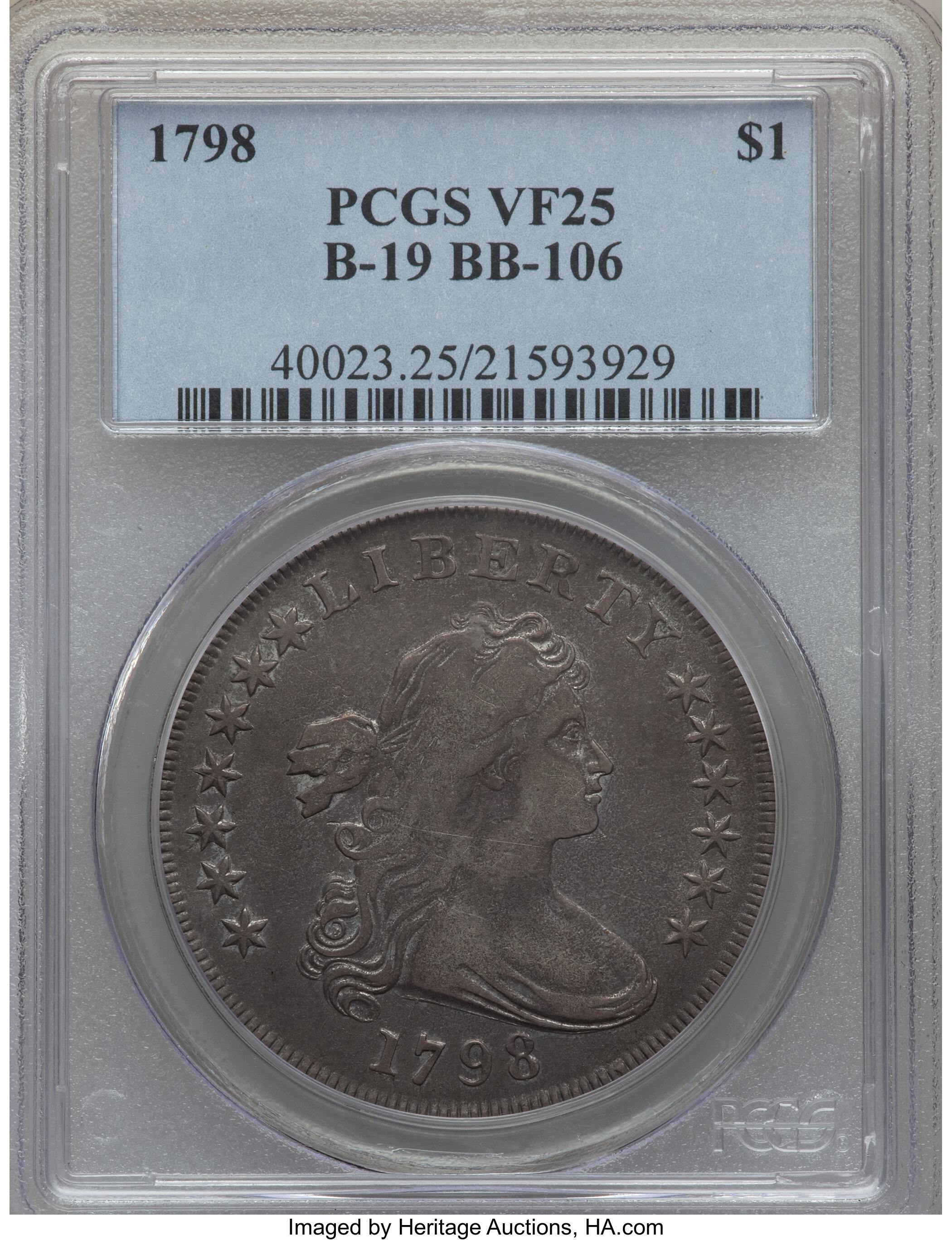 1798 $1  Large Eagle, Pointed 9, Wide Date, B-19, BB-106 VG10 thumbnail 11