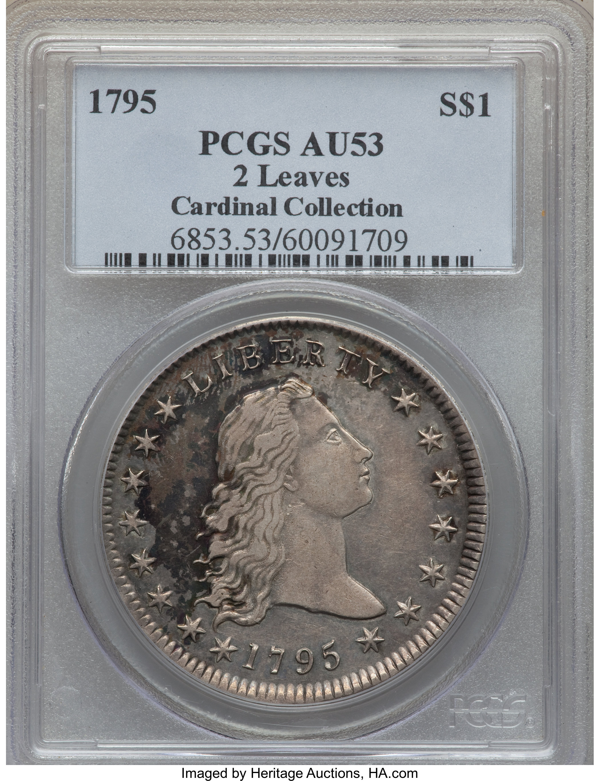 1795 $1  Flowing Hair, 2 Leaves, B-4, BB-14 MS64 thumbnail 10