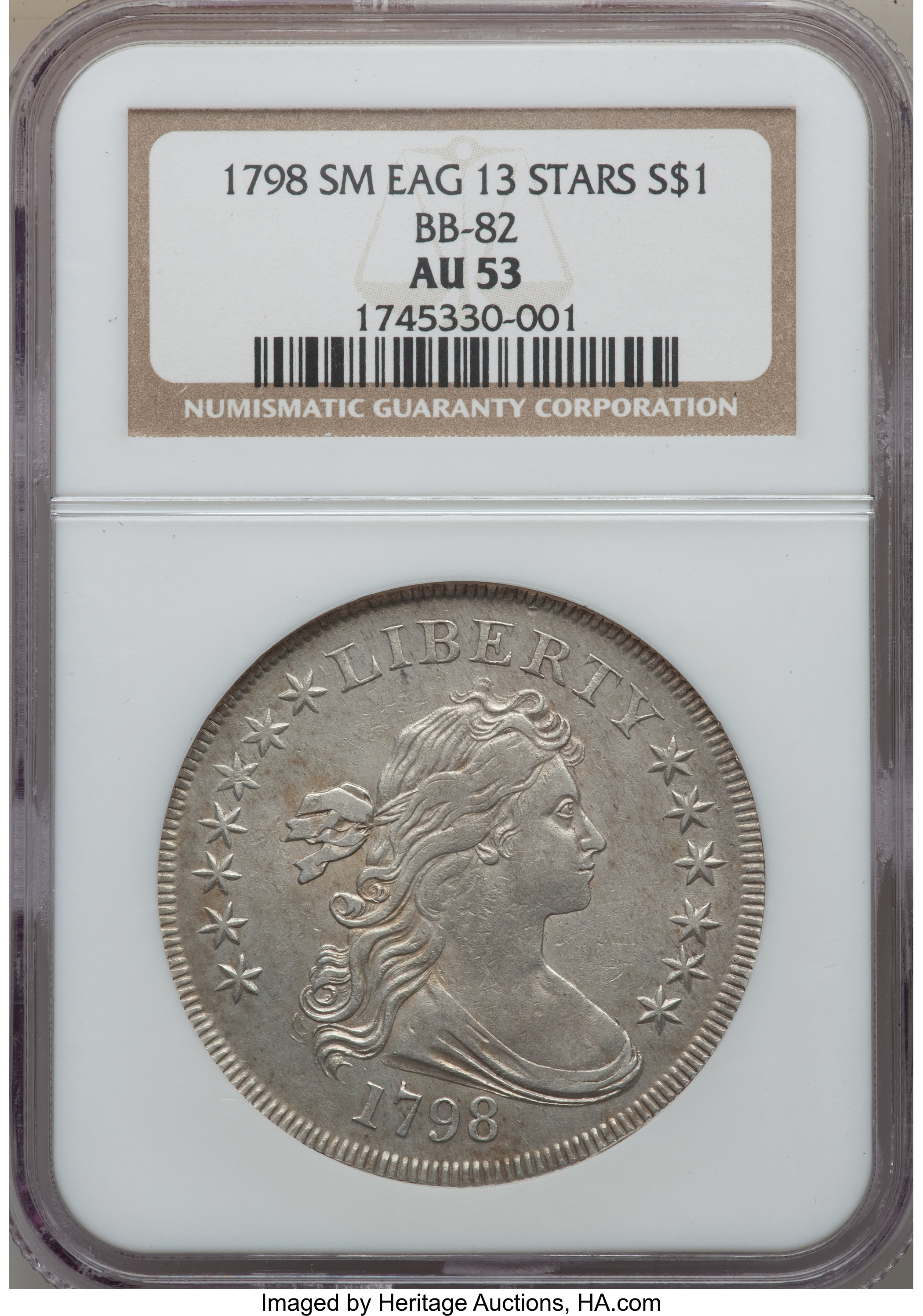 1798 $1  Small Eagle, 13 Stars Obverse MS62 thumbnail 13
